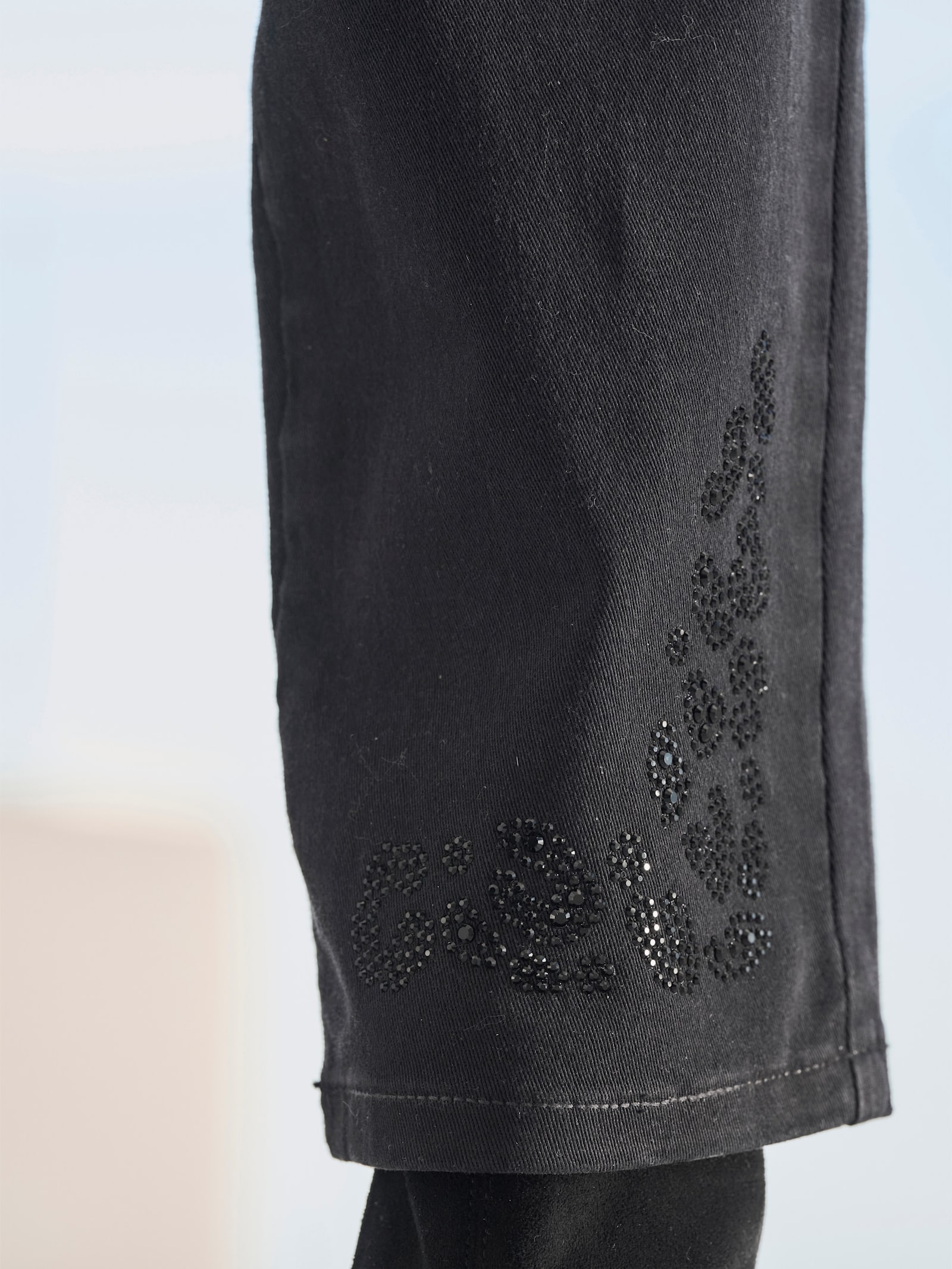 heine 5-Pocket-Hose mit Glitzersteinchen - schwarz