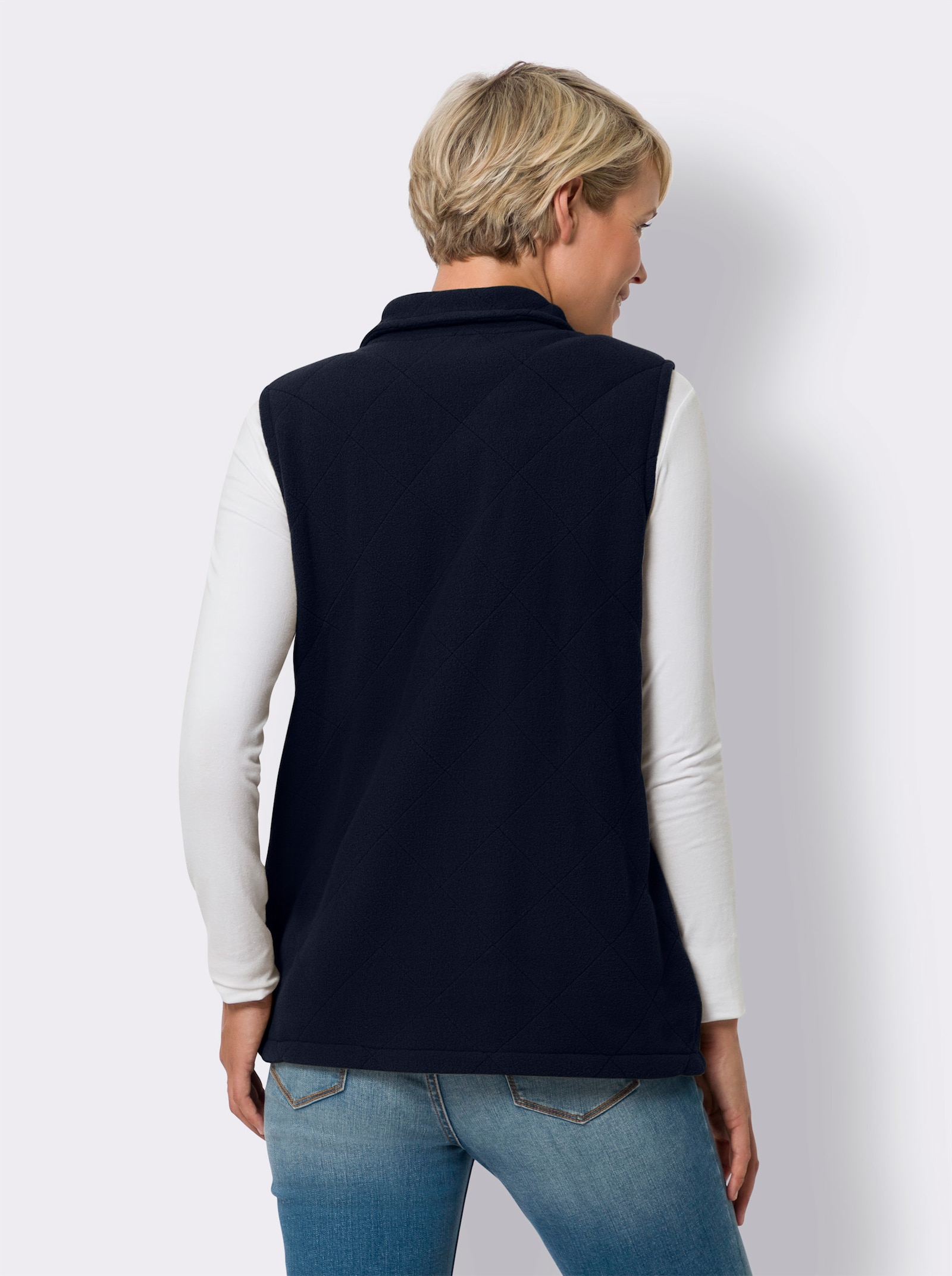 Fleeceweste mit Rautensteppung - marine