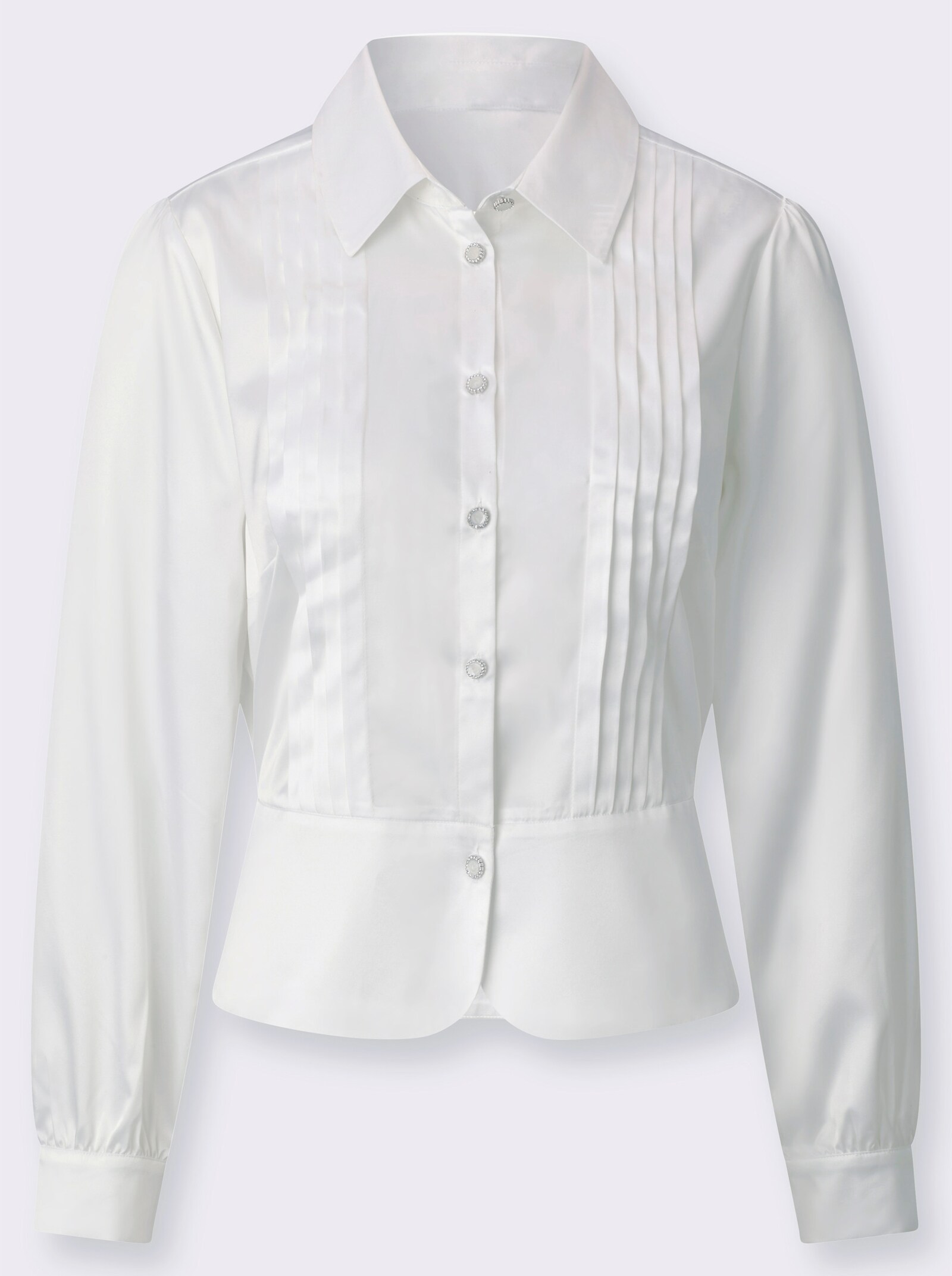 Satinbluse mit Hemdkragen - ecru