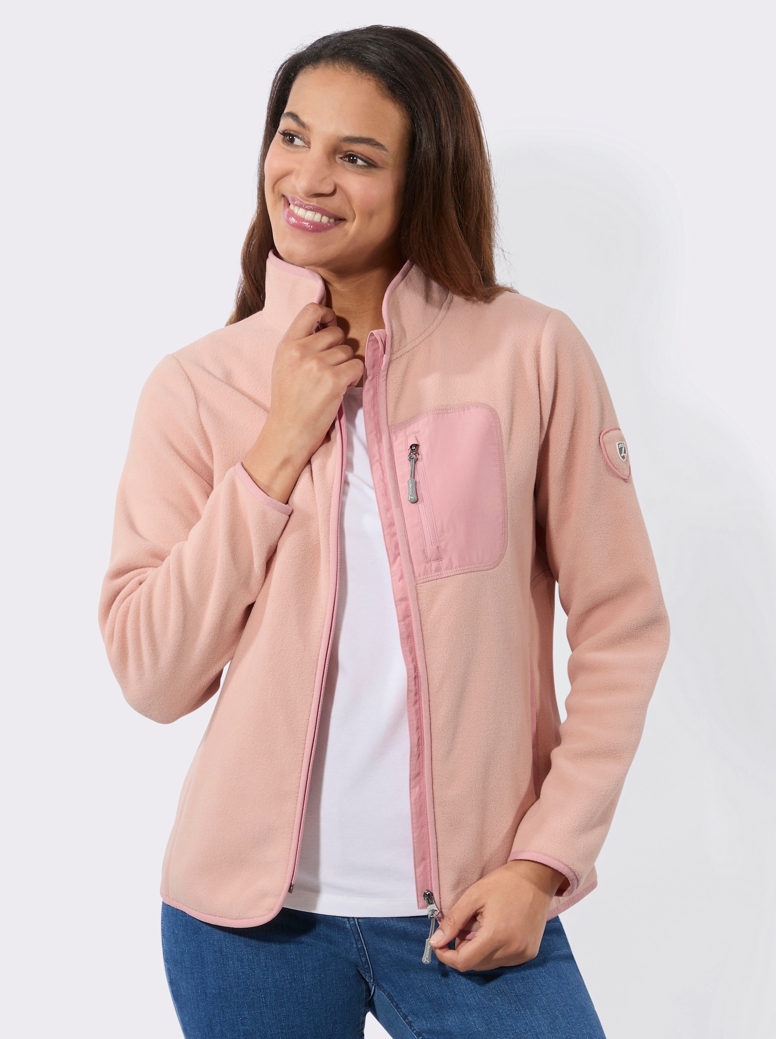 Fleecejacke mit Reißverschluss - puder