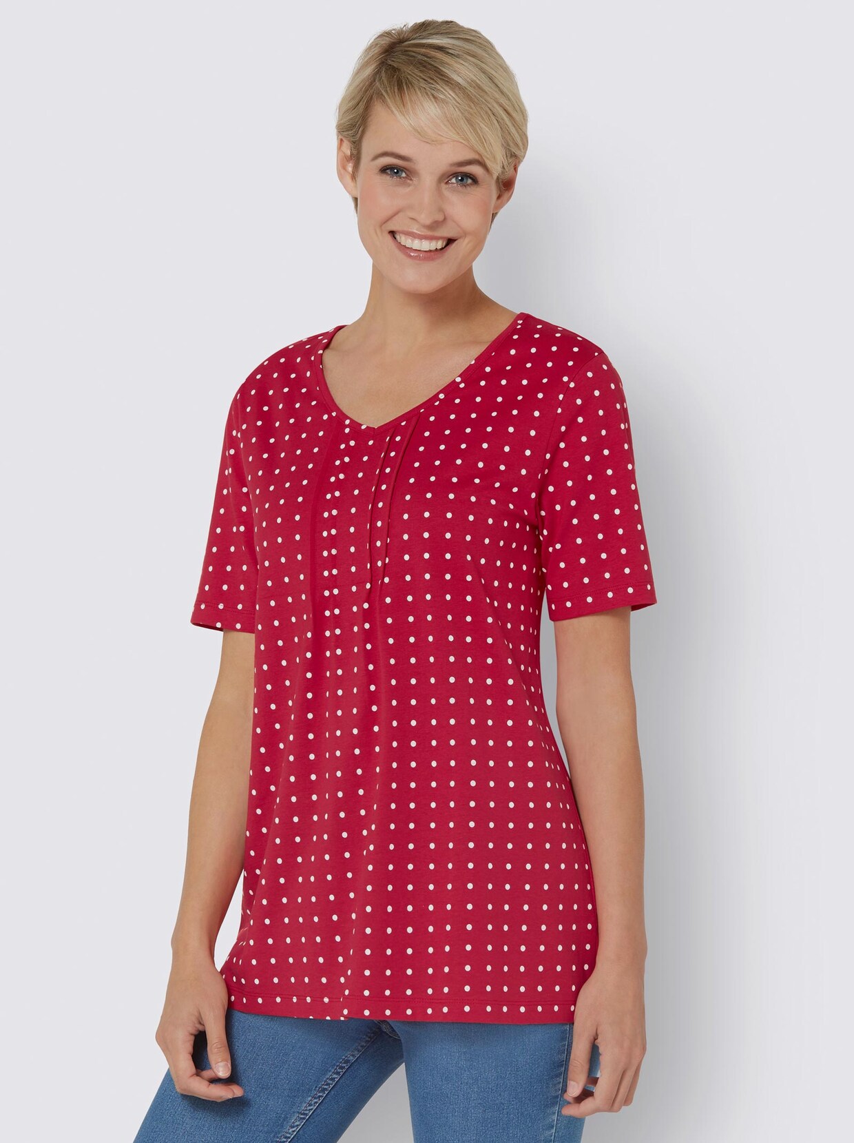 Kurzarmshirt - rot-bedruckt
