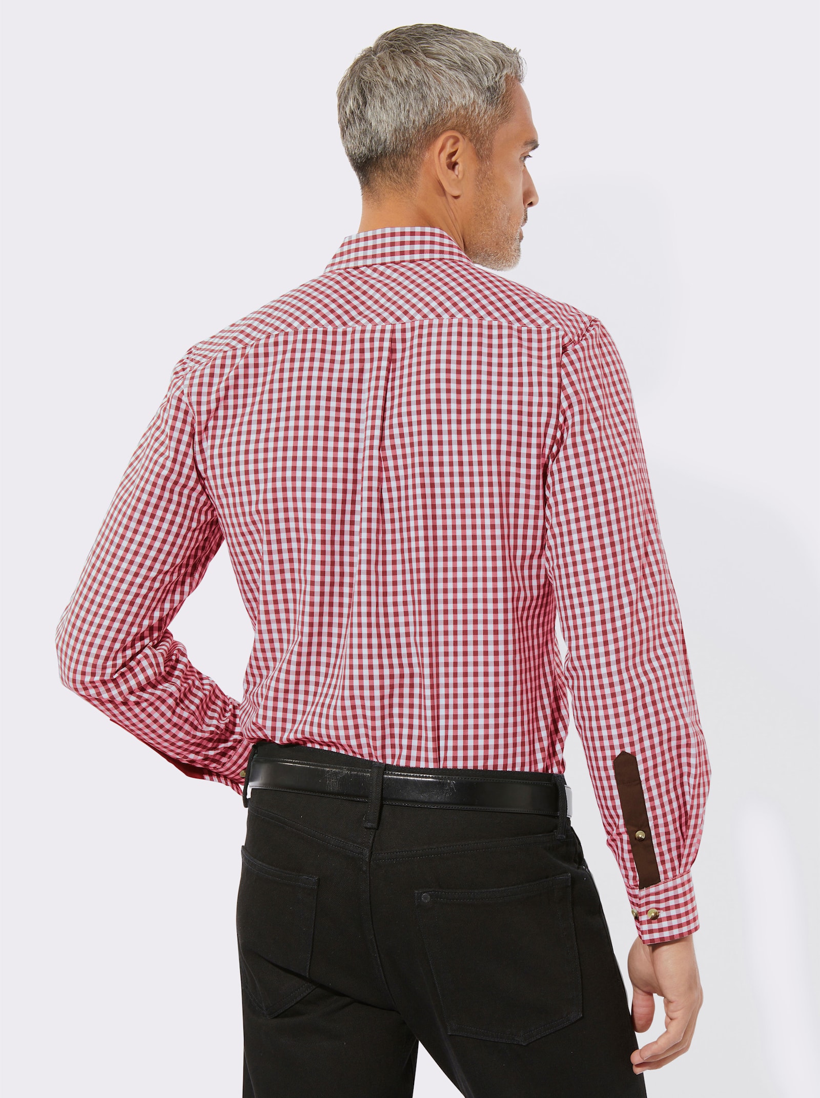 Karohemd mit Knöpfen in Horn-Optik - kirsche-kariert