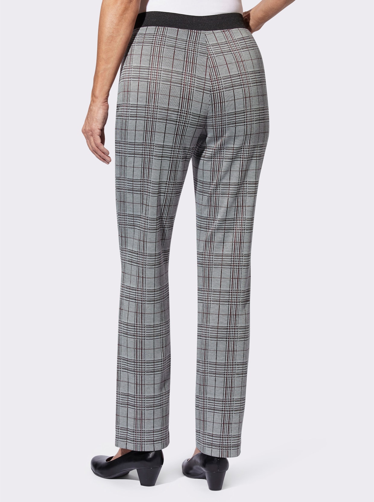 Jerseybroek - bordeaux + bordeaux/zwart geruit
