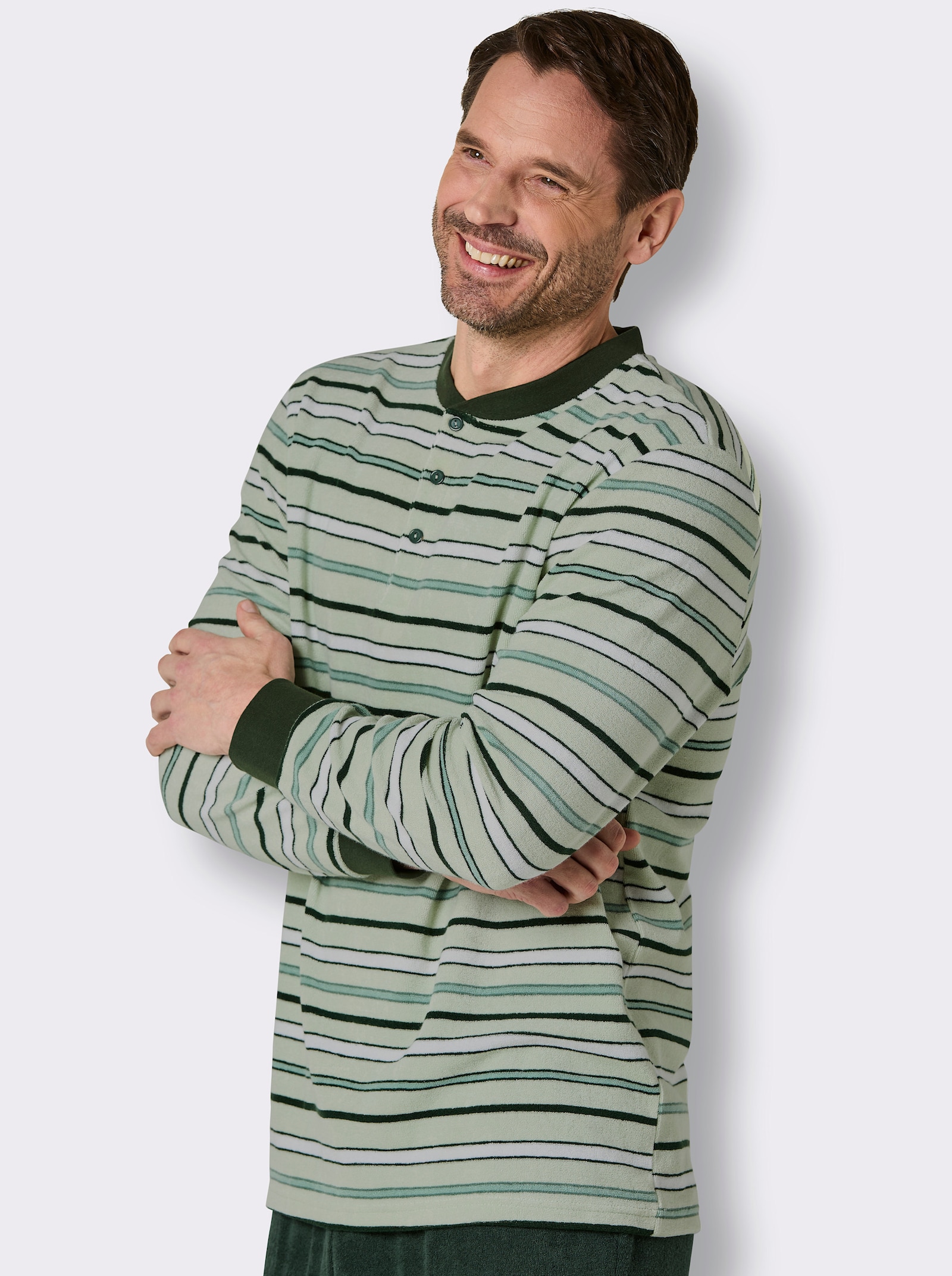 wäschepur men Schlafanzug - zartmint-moos-gestreift