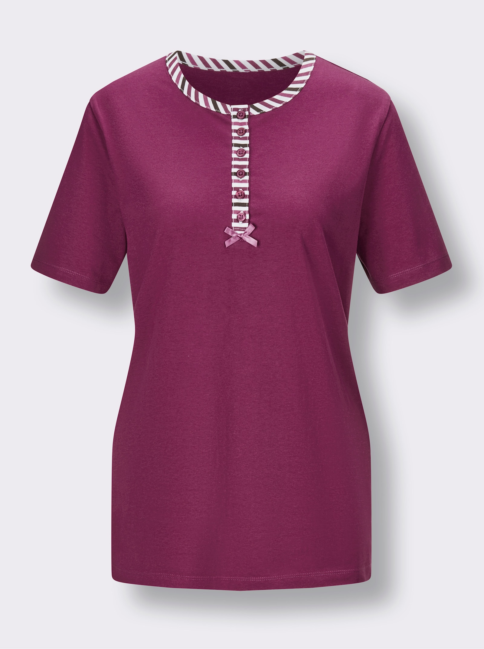 wäschepur Capri pyžamá, gombíková lišta - lila + lila pruhy