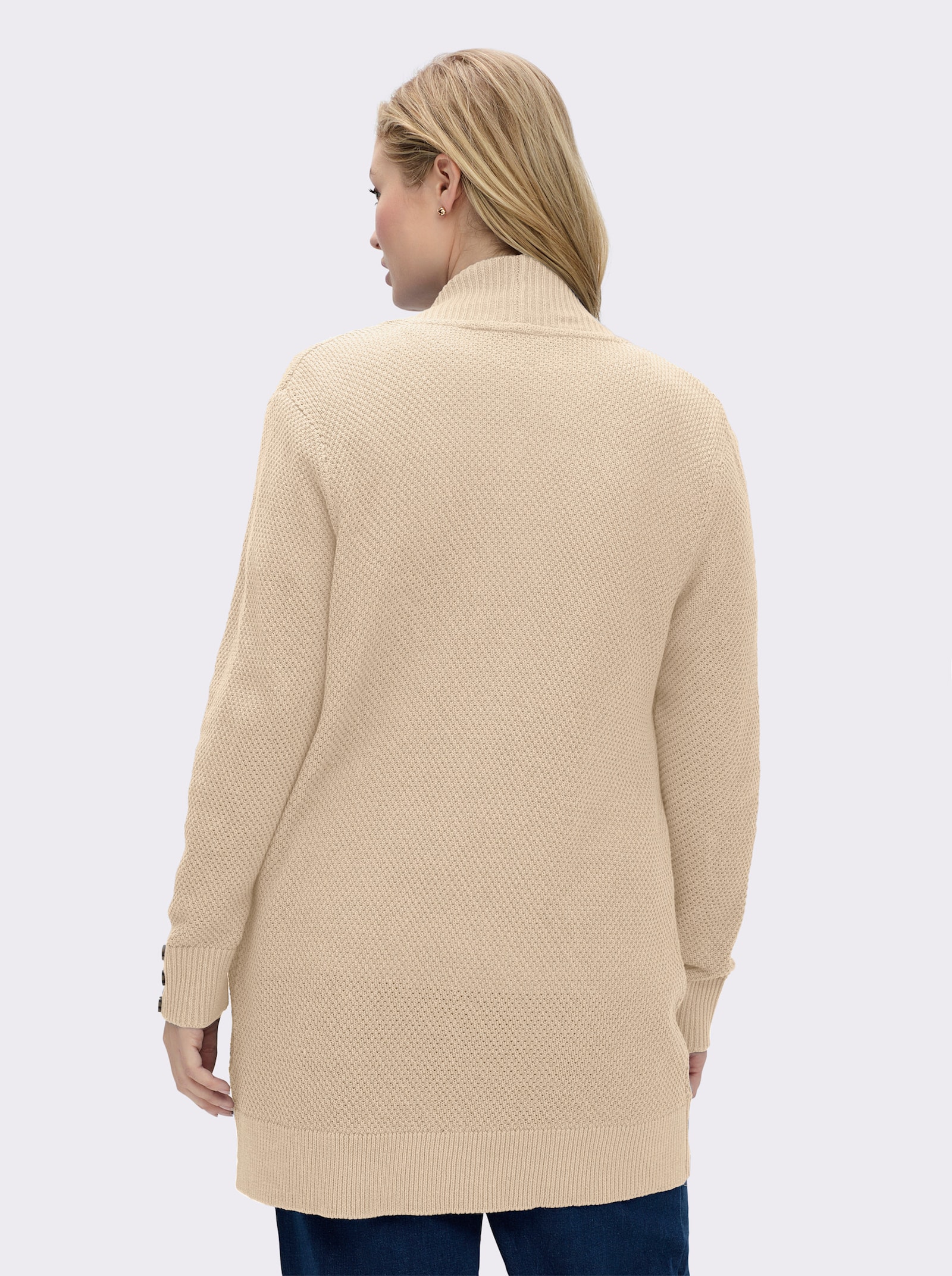 Longstrickjacke mit Struktur-Muster - elfenbein