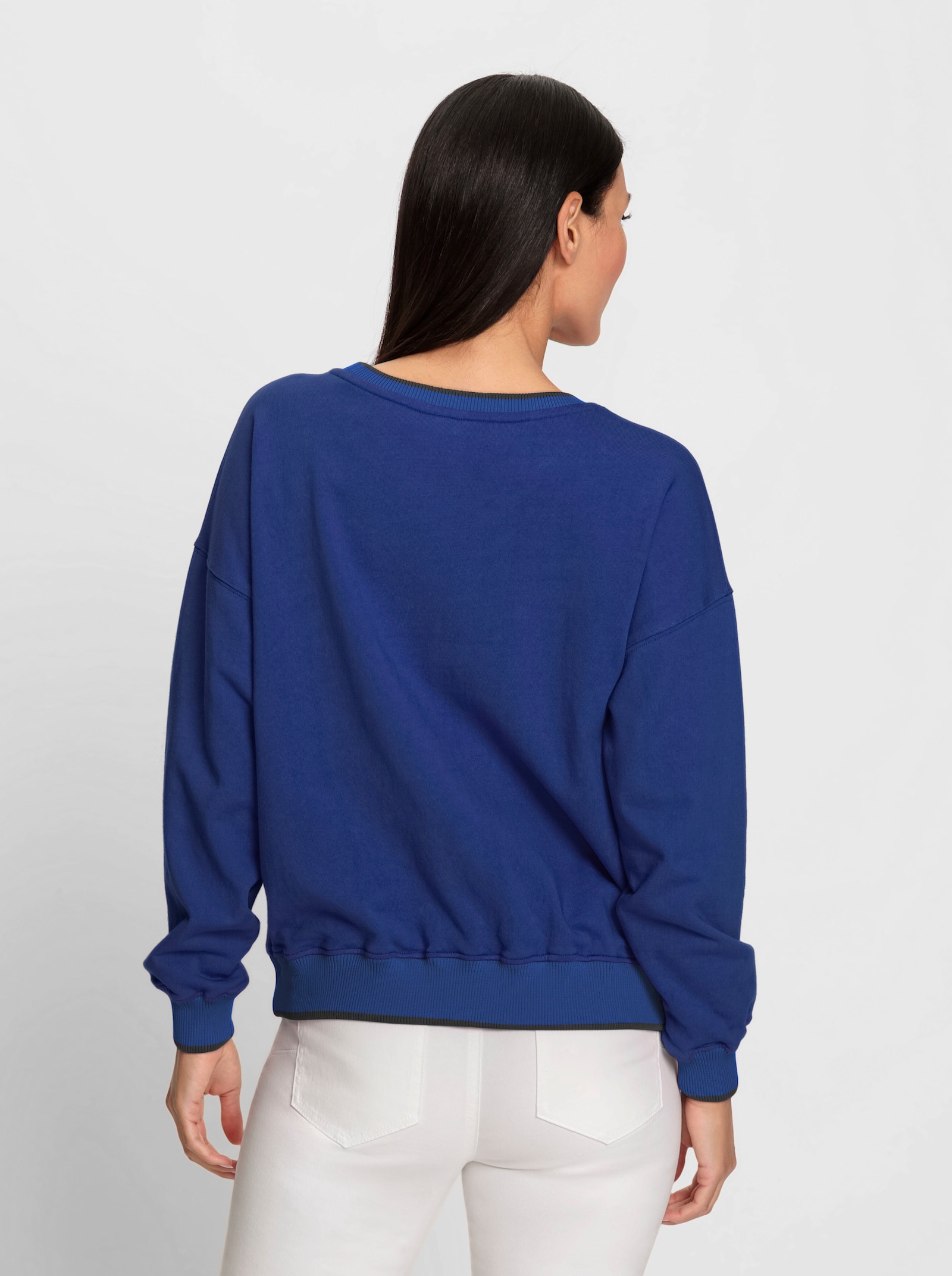 heine Sweatshirt met contraststrepen - koningsblauw