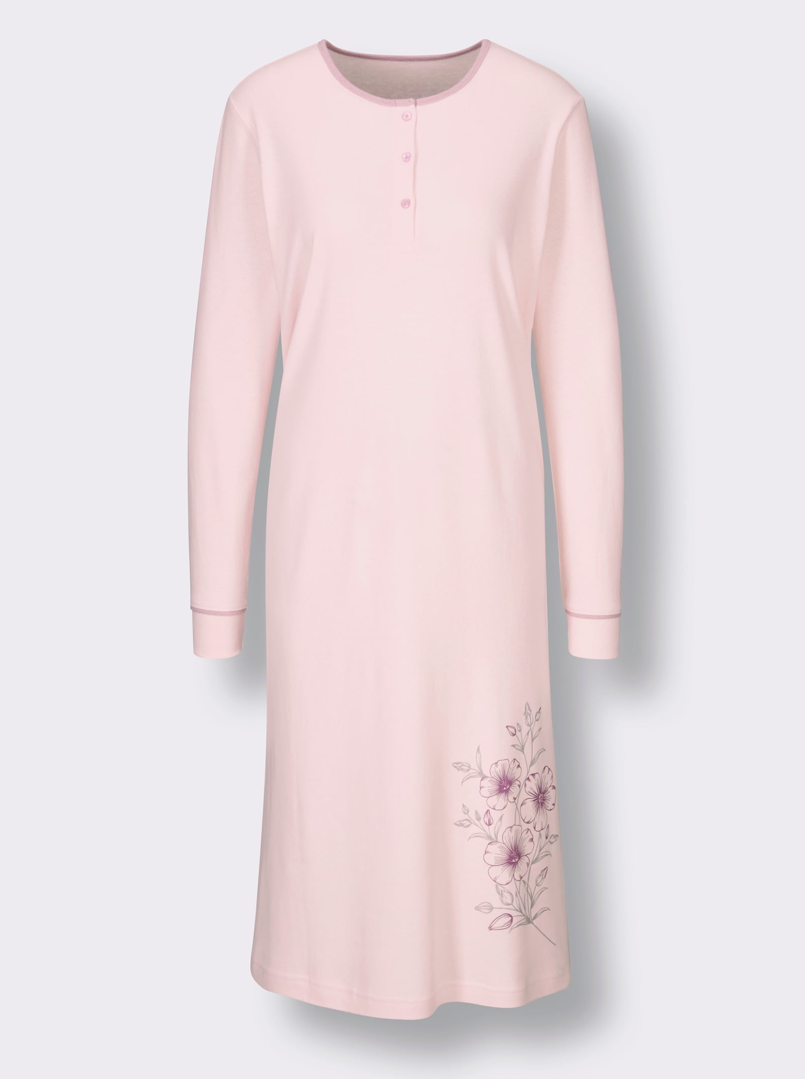 wäschepur Nachthemd - hellrosé-mauve-bedruckt