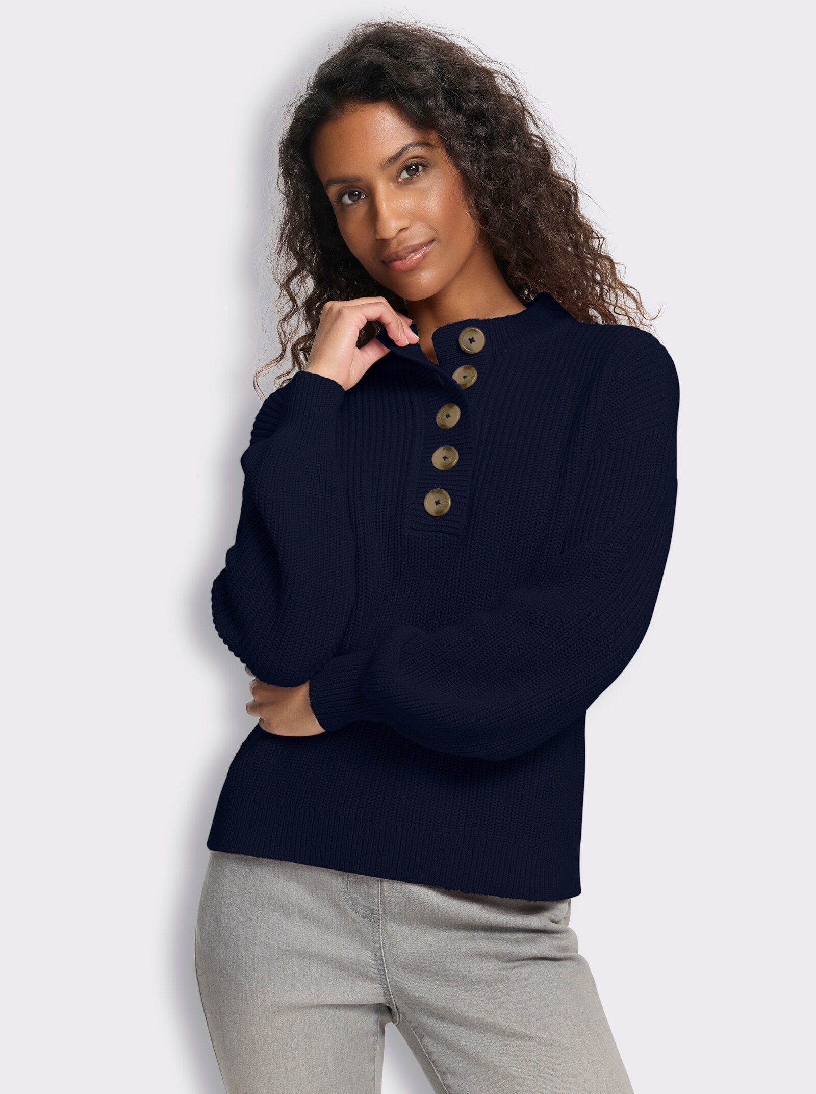 heine Pullover im Rippenstrick - marine