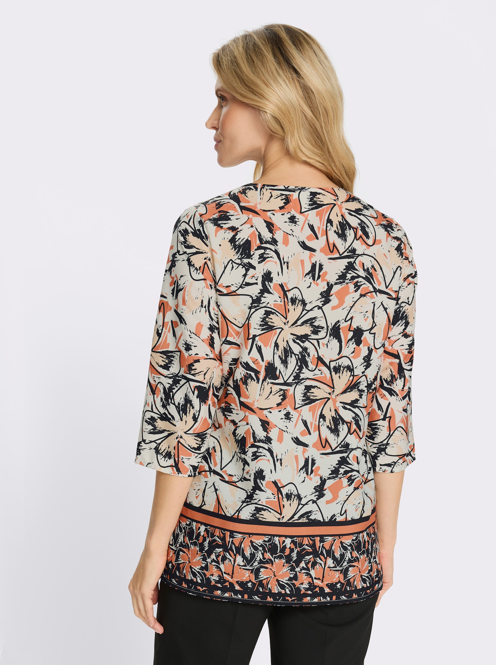Tunika in dezenter A-Linie - champagner-papaya-bedruckt