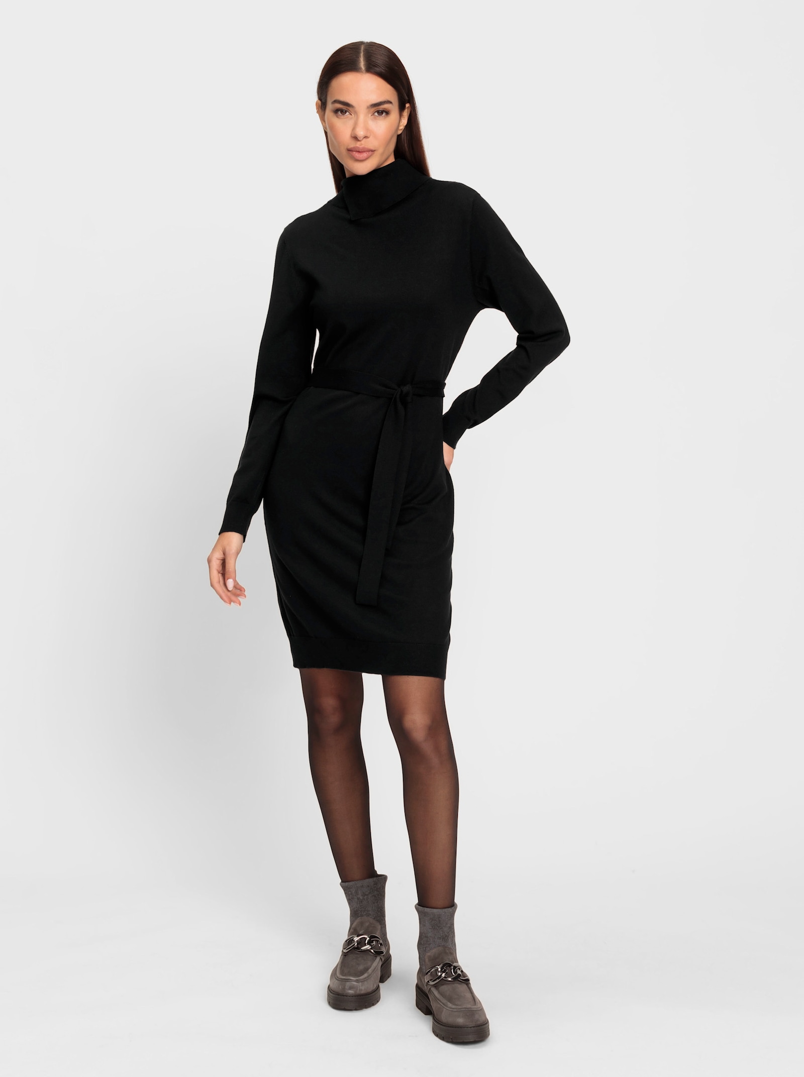 heine Strickkleid mit Rollkragen - schwarz