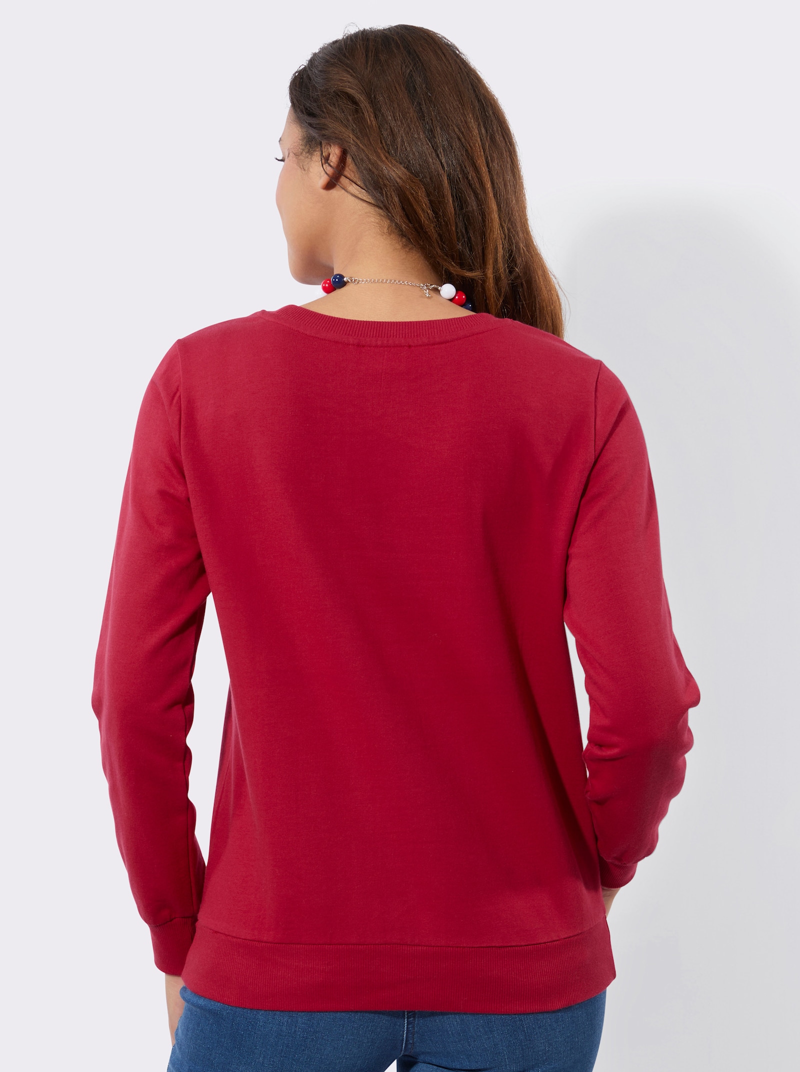 Sweatshirt mit Ripp-Abschlüssen - rot