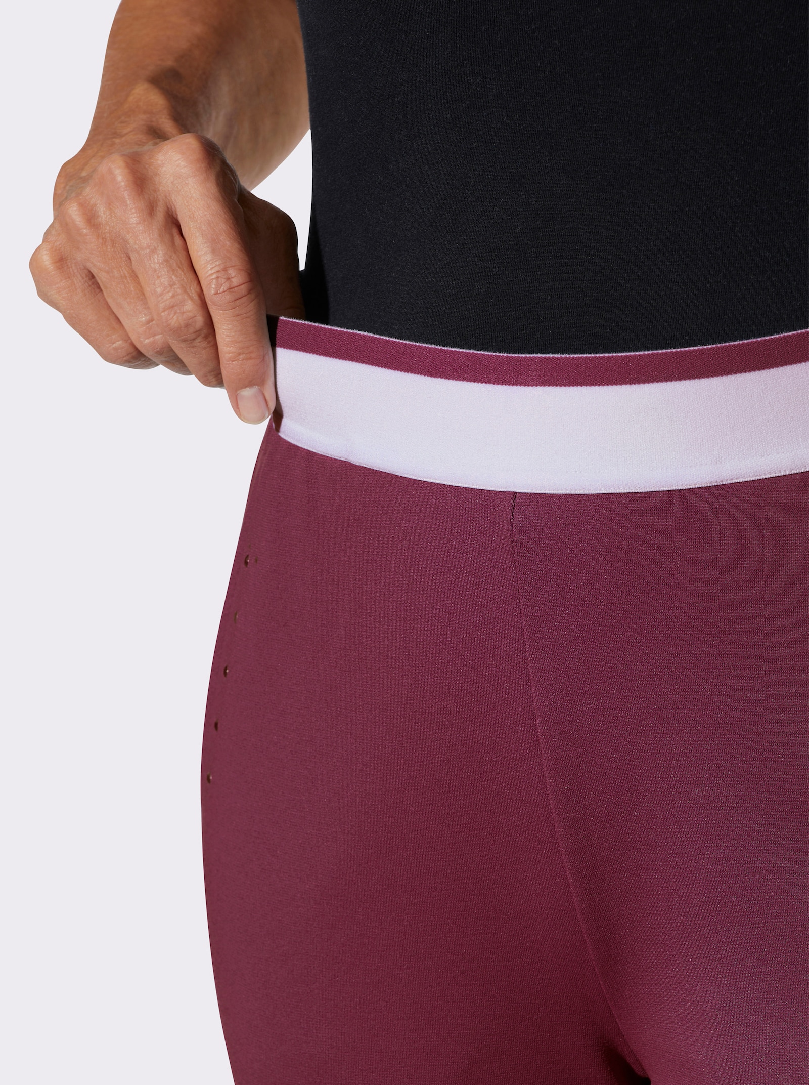 Sweatbroek met gestreepte comfortband rondom - bordeaux