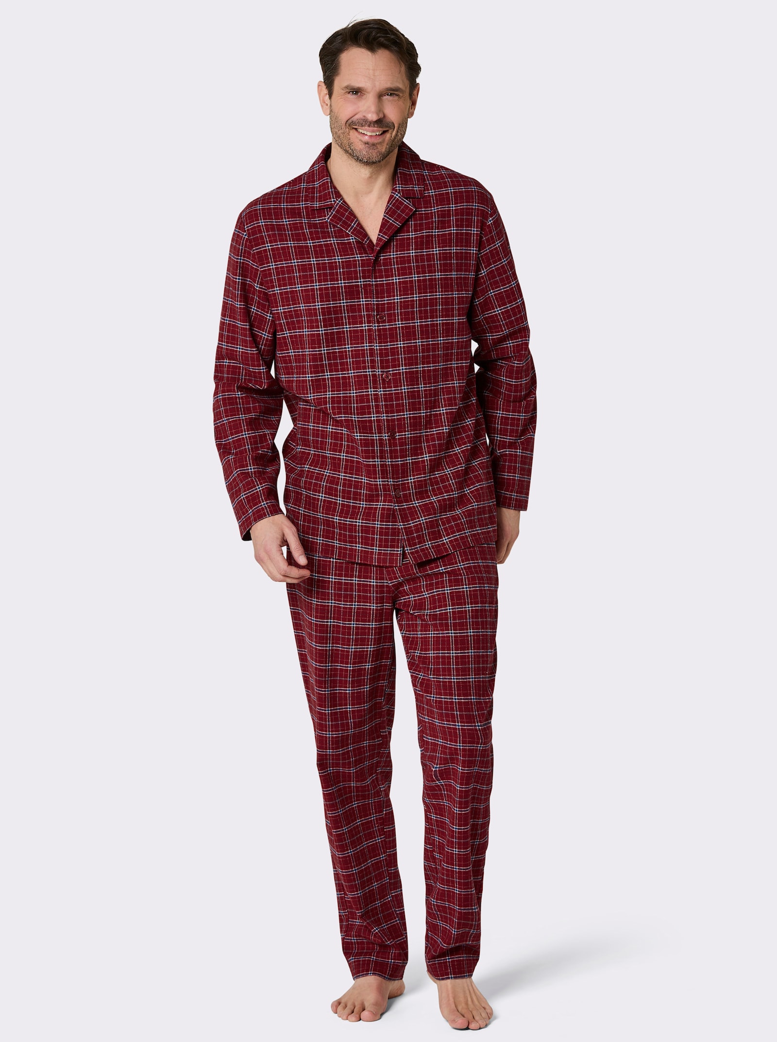 wäschepur men Pyjama - dunkelrot-dunkelblau-kariert