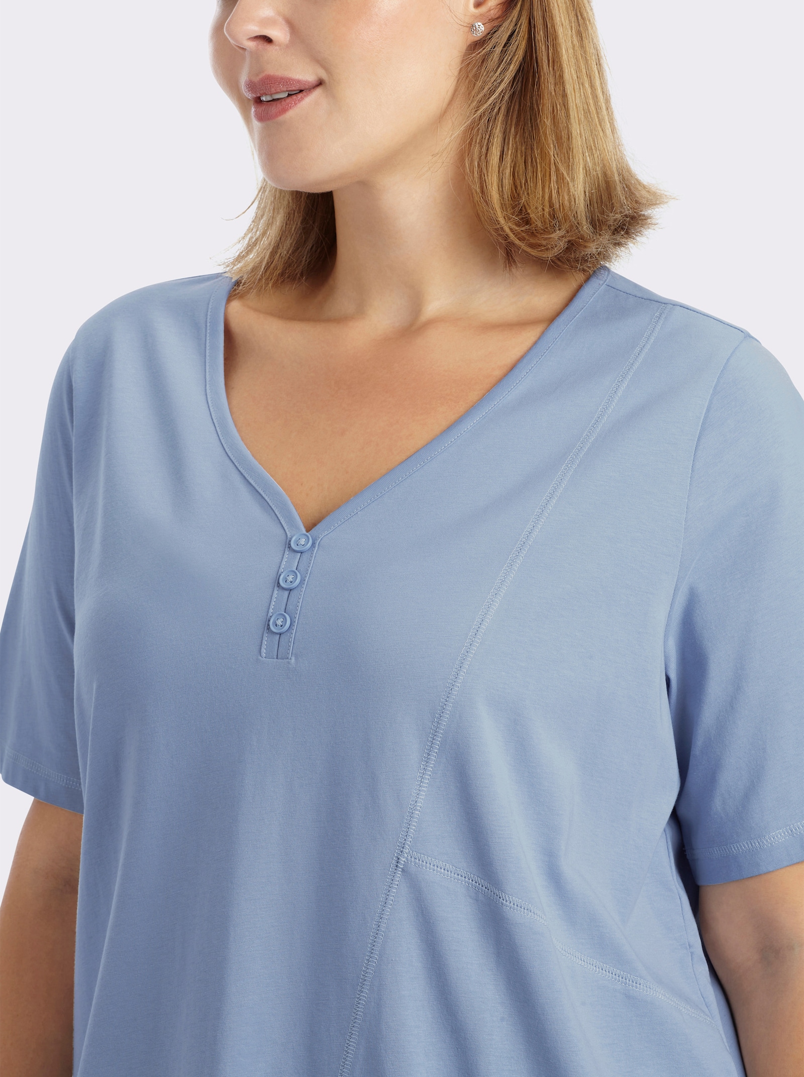 sheego Longshirt mit gerundetem Saum - bleu