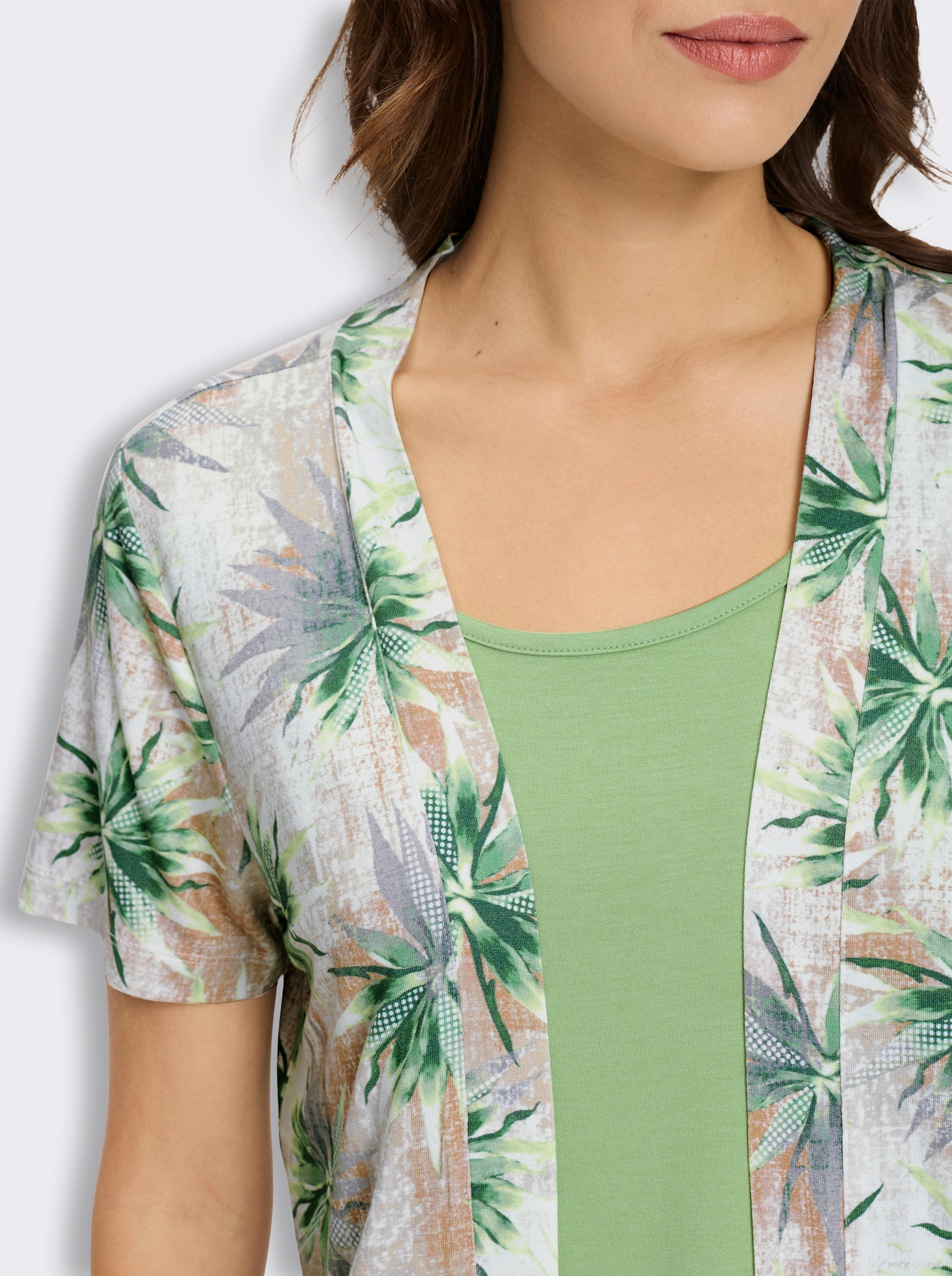 2-in-1-Shirt mit Elasthan-Anteil - reseda-moos-bedruckt