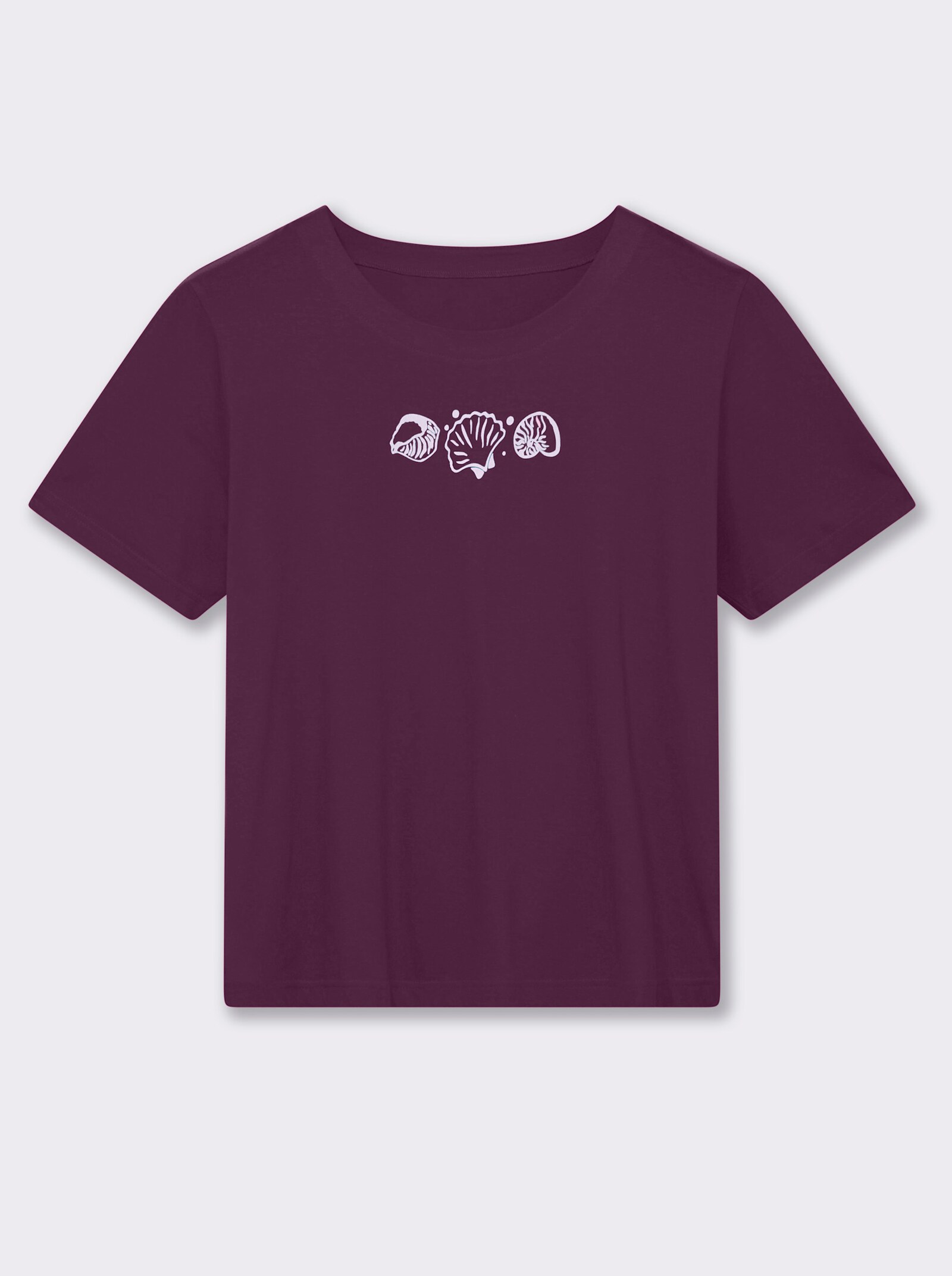 Kurzarmshirt mit Muschel-Druck - feige