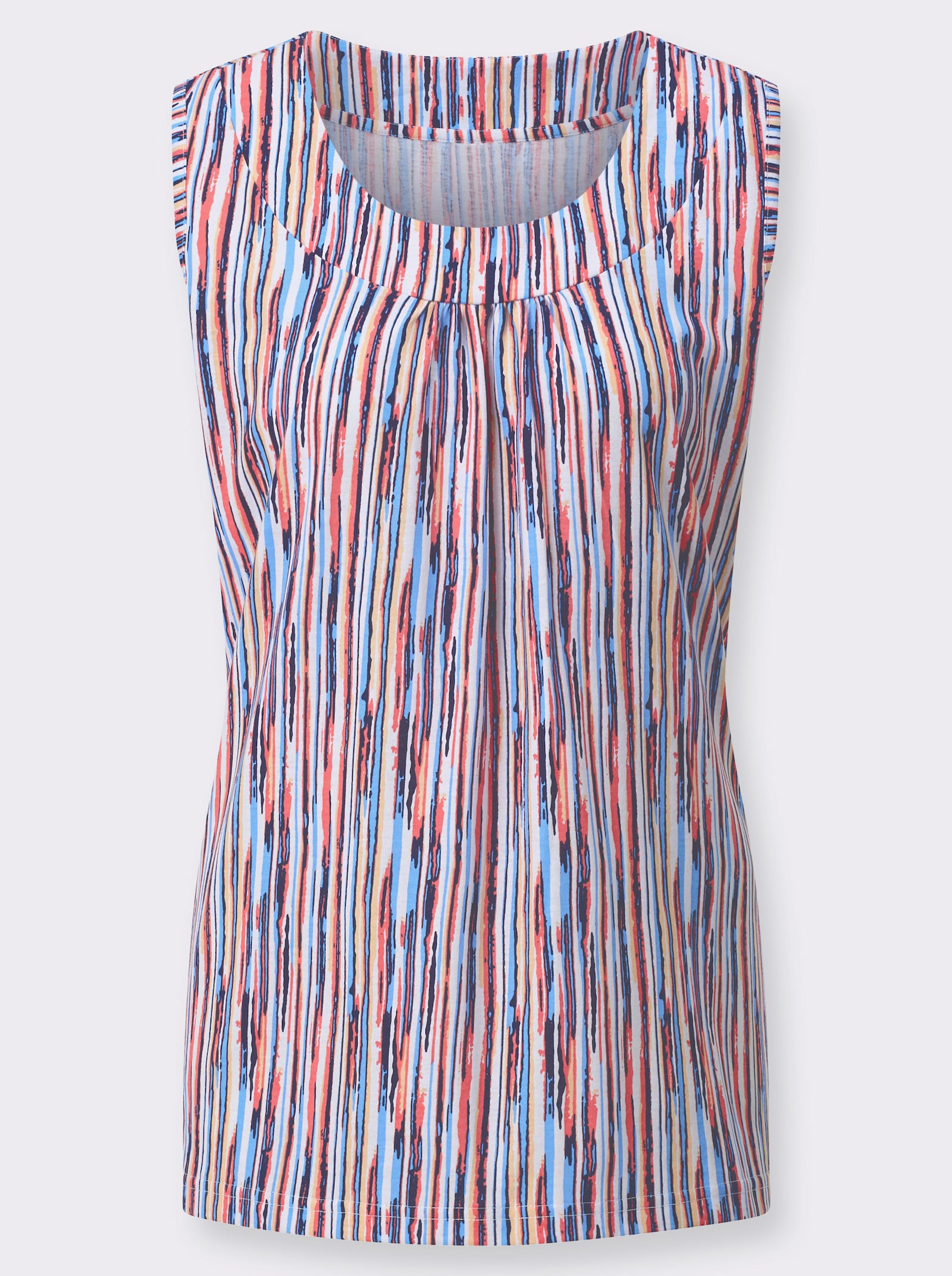 Longtop aus reiner Baumwolle - marine-koralle-bedruckt