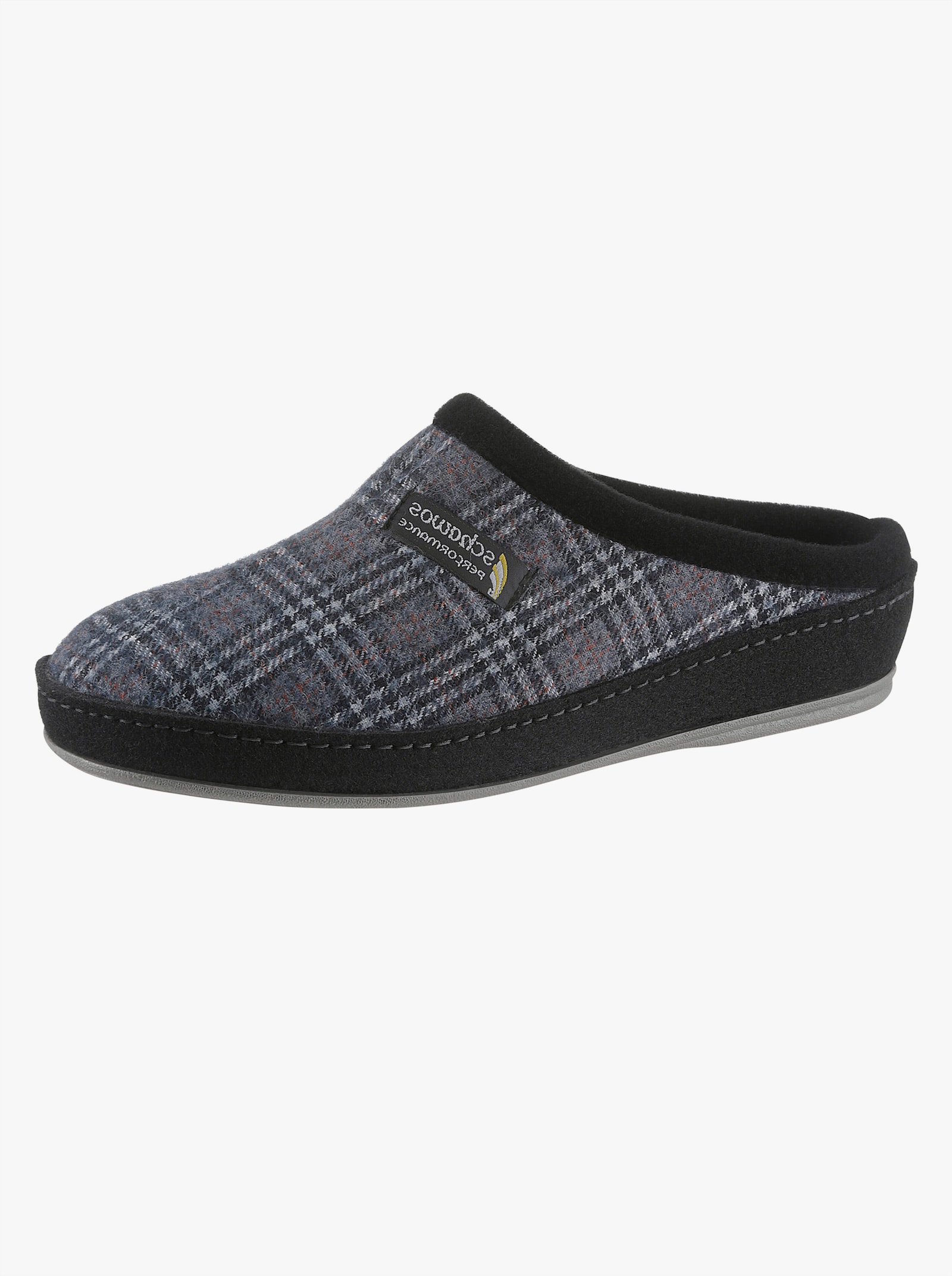 Pantoffel - blau-grau-kariert