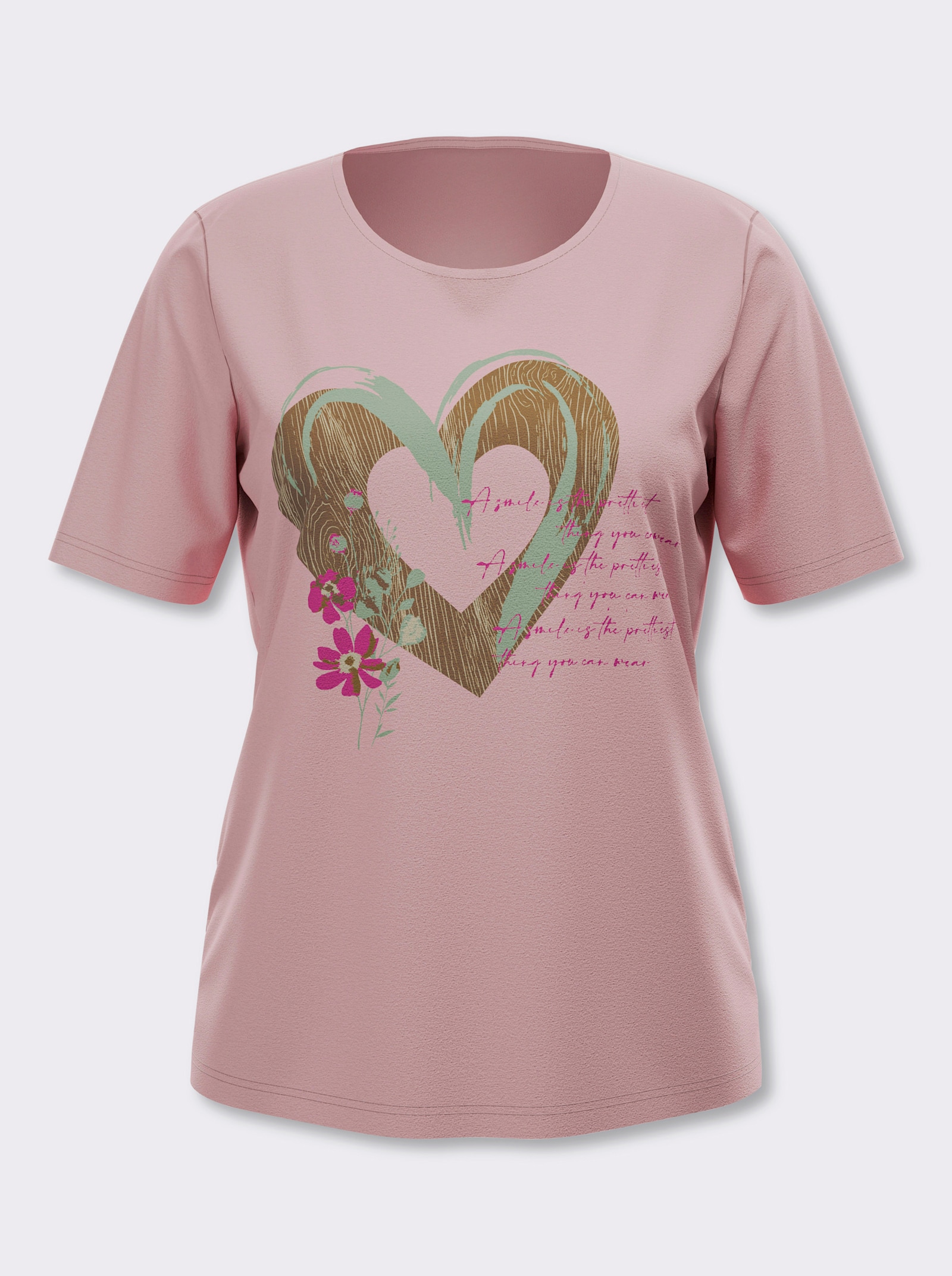 Shirt met korte mouwen in folklorestijl - hortensia/bruin