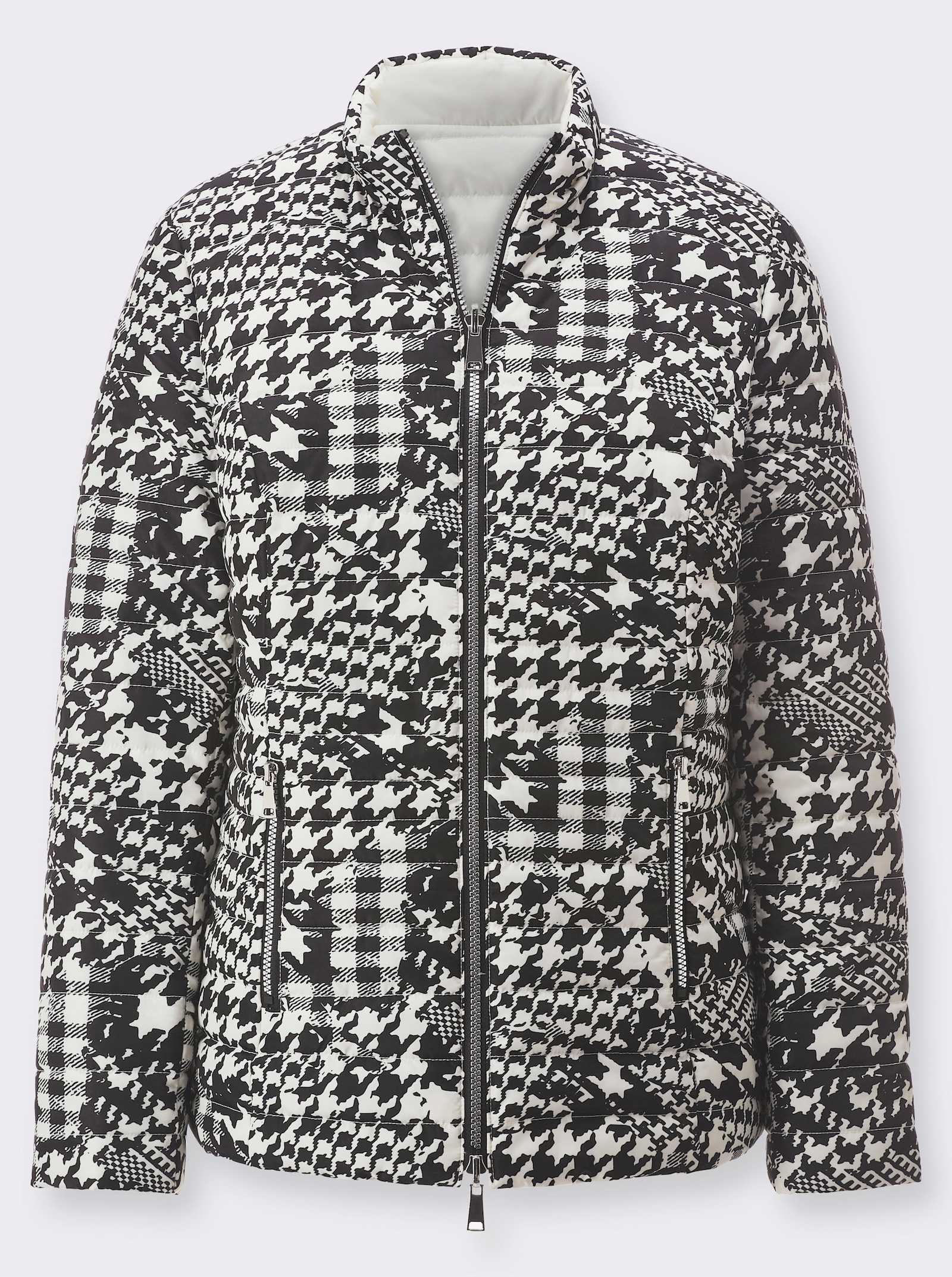 Keerbaar jack met innovatieve vulling - ecru/zwart geprint