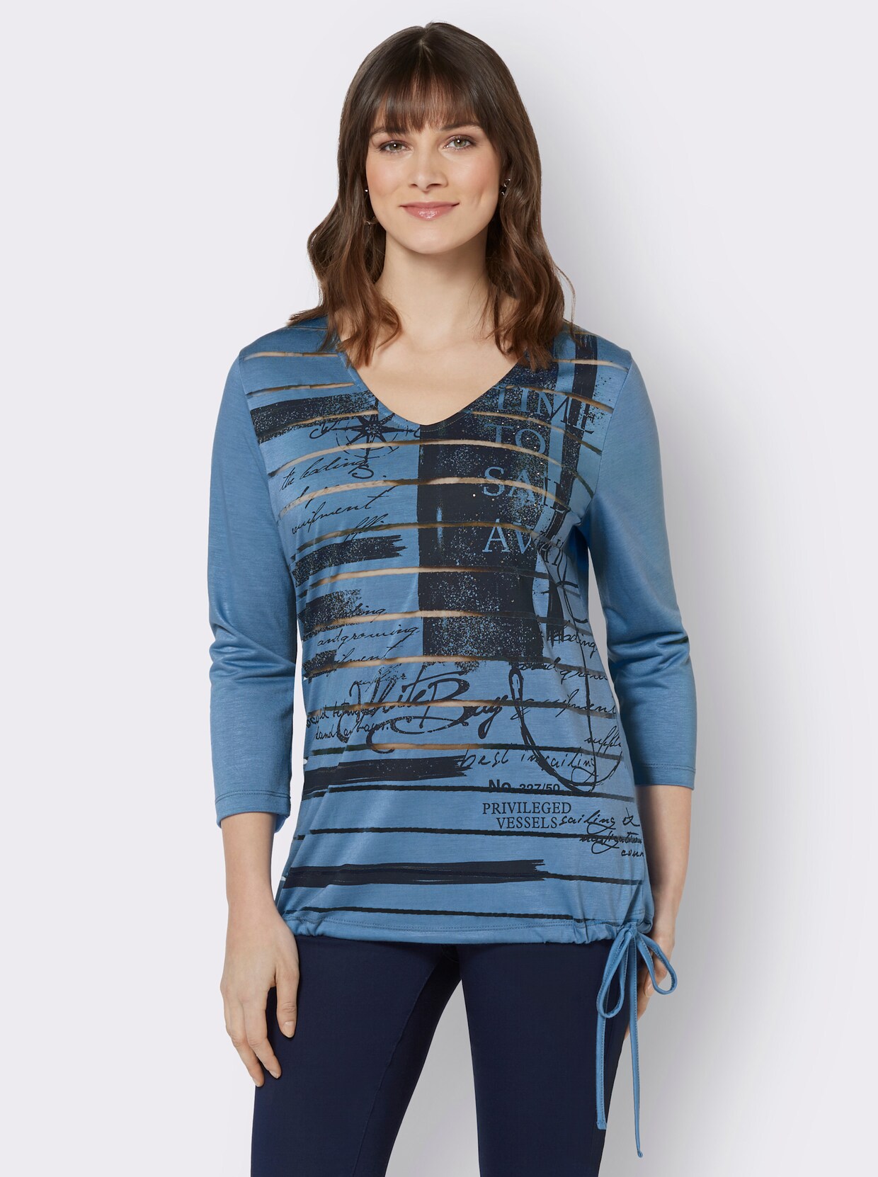 Shirt met 3/4-mouw - medium blauw/marine bedrukt