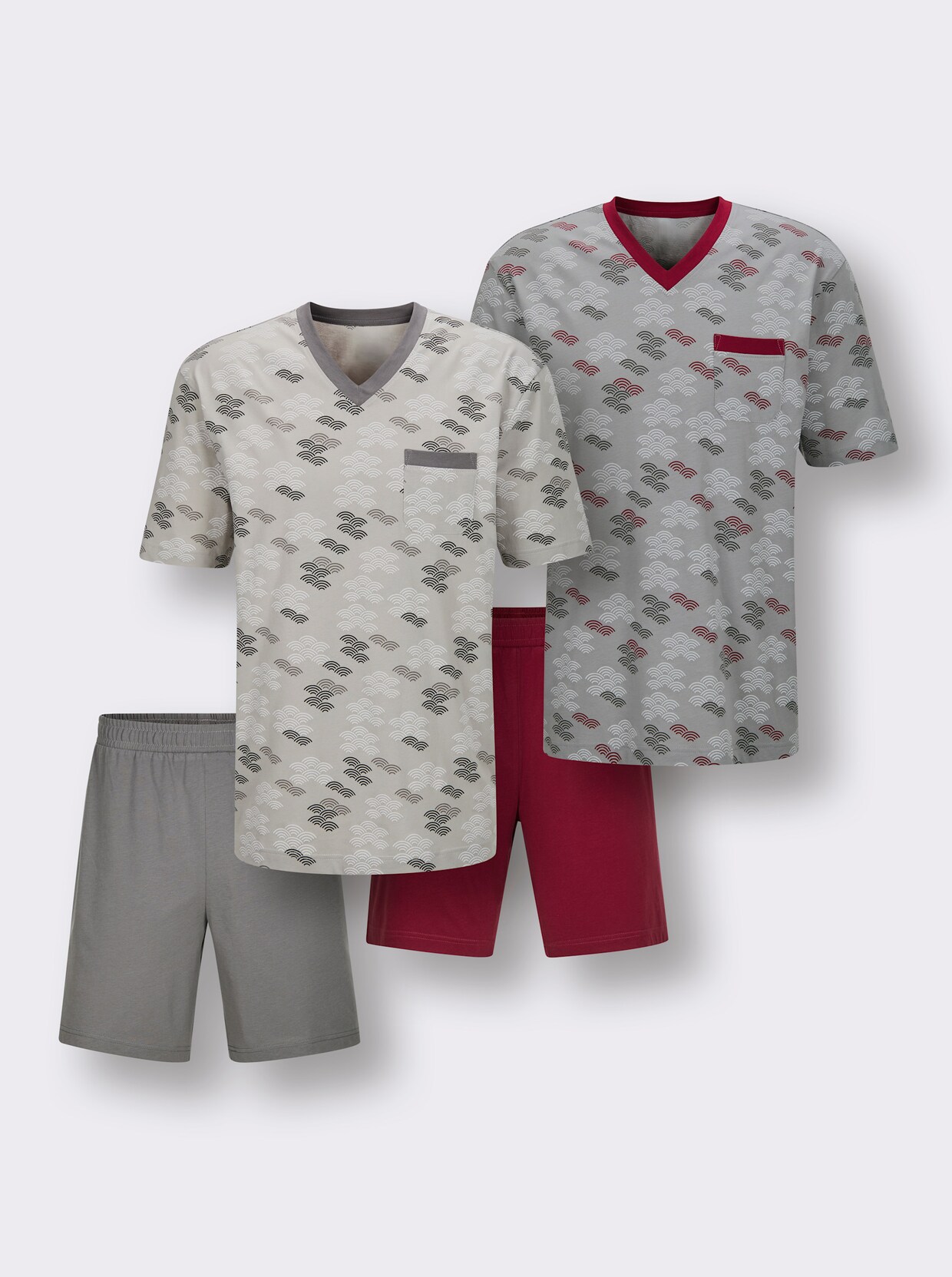 wäschepur men Shortys - grau + dunkelrot