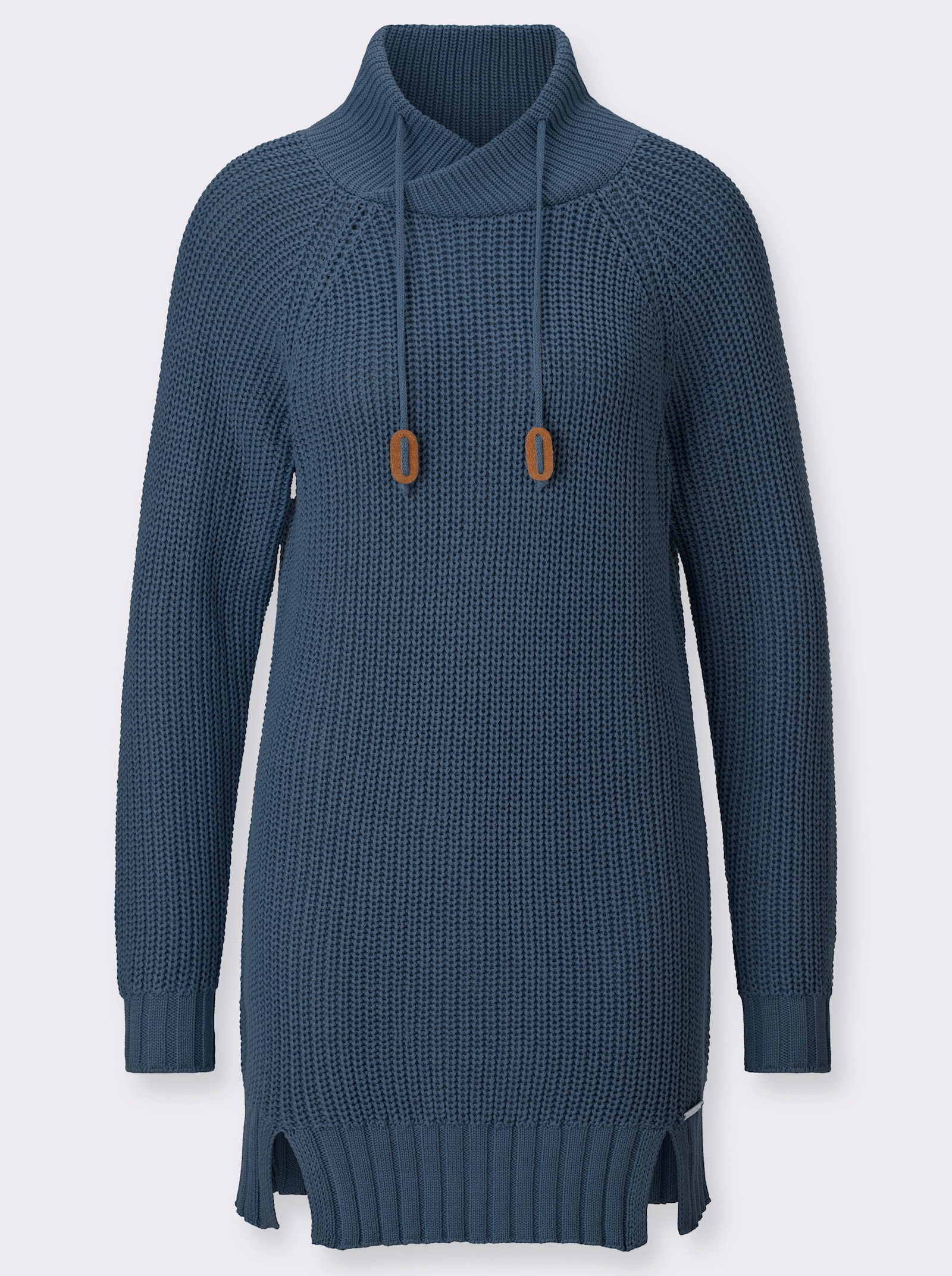 Longpullover mit Rippabschlüssen - rauchblau