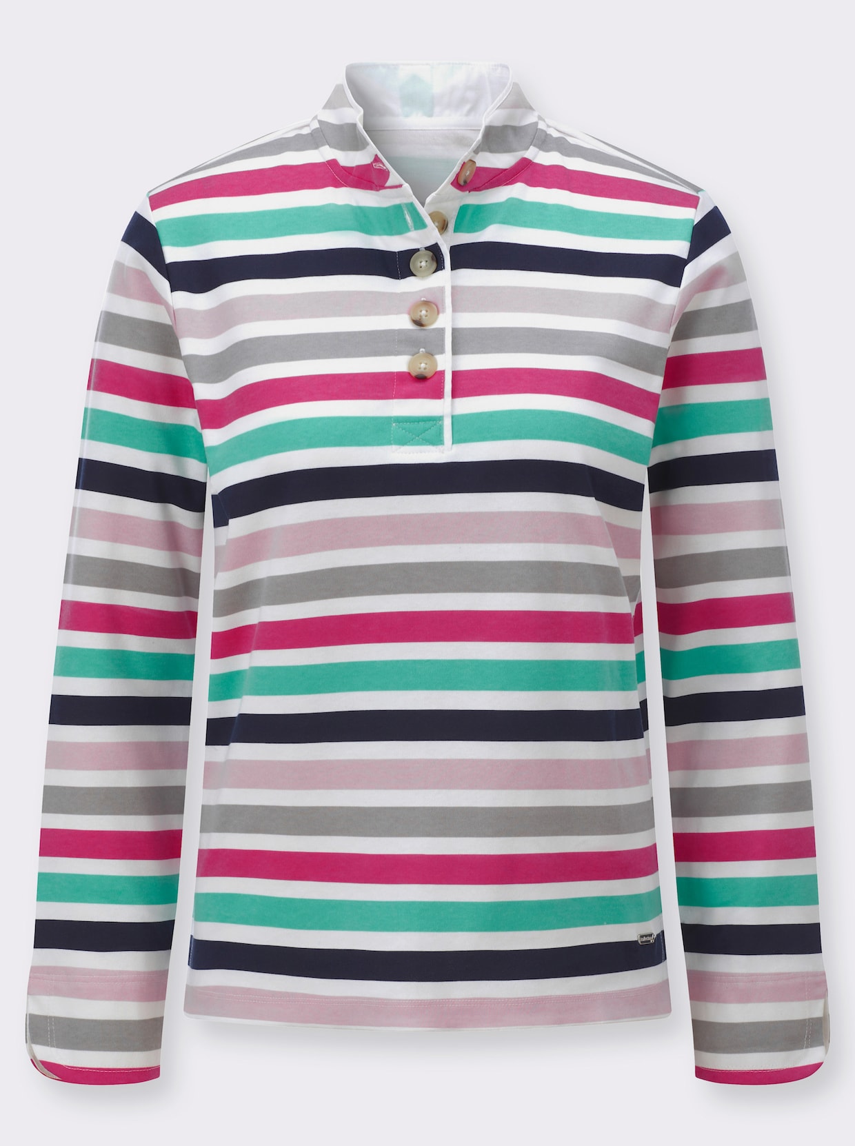 Sweatshirt - ecru-fuchsia-geringelt
