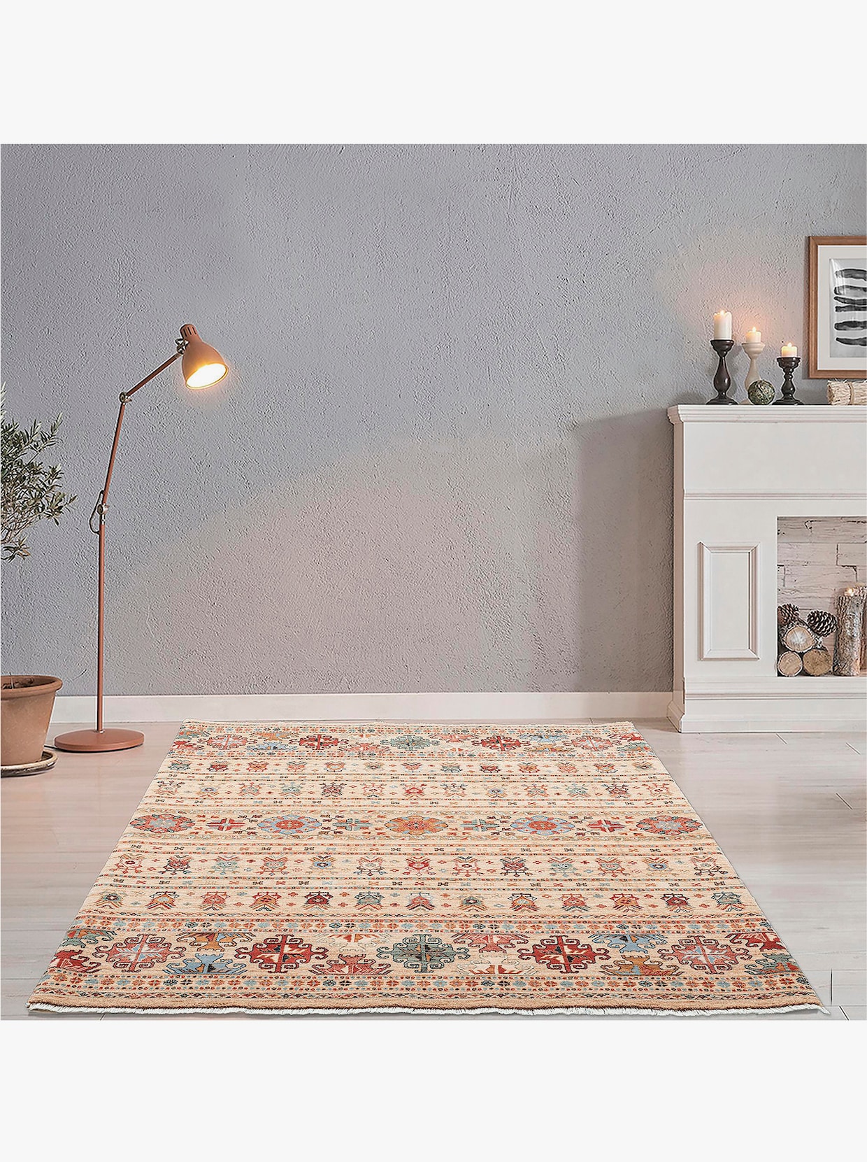 Theko Teppich - beige-gemustert