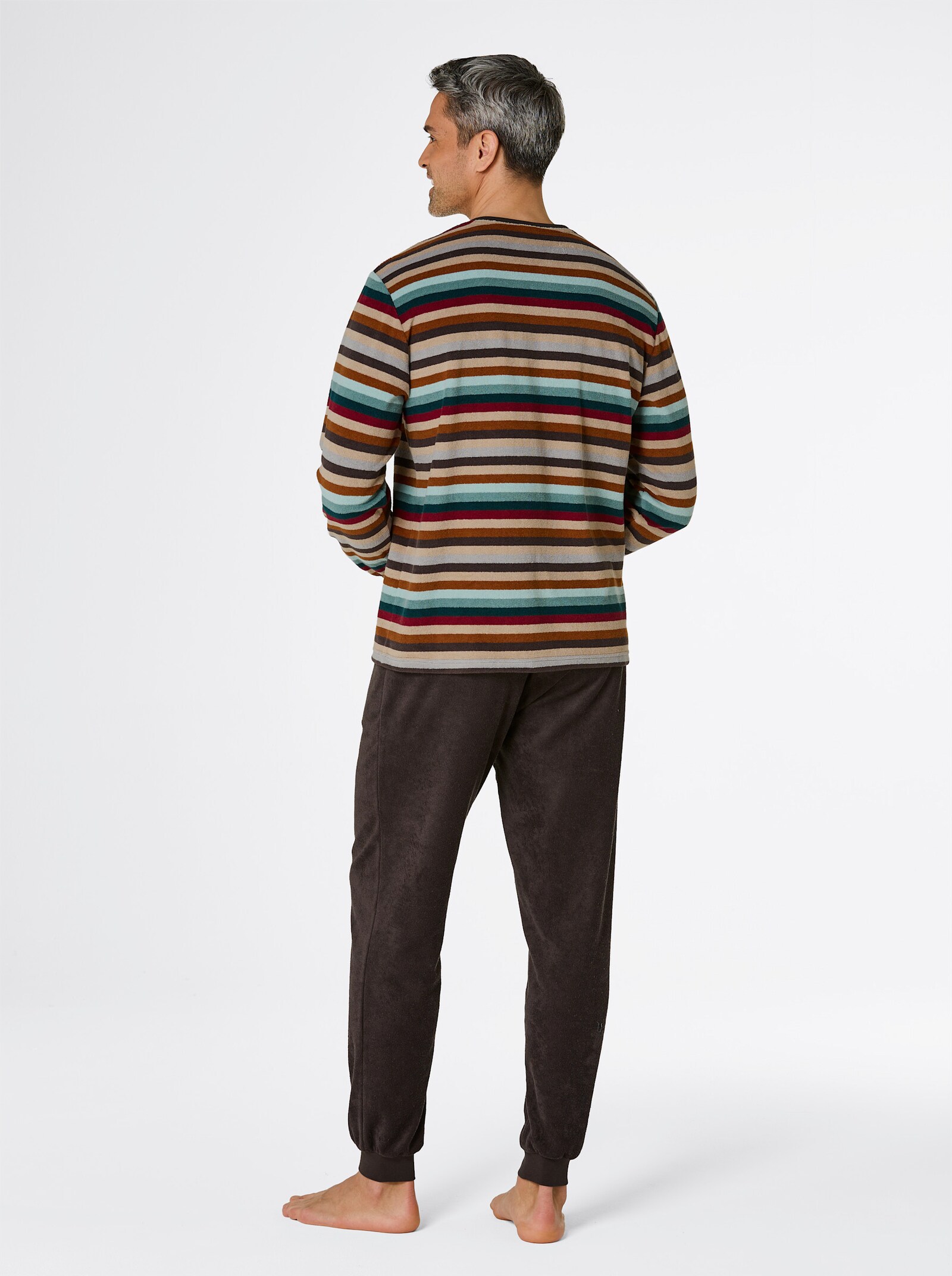 wäschepur men Schlafanzug - graphit-petrol-gestreift