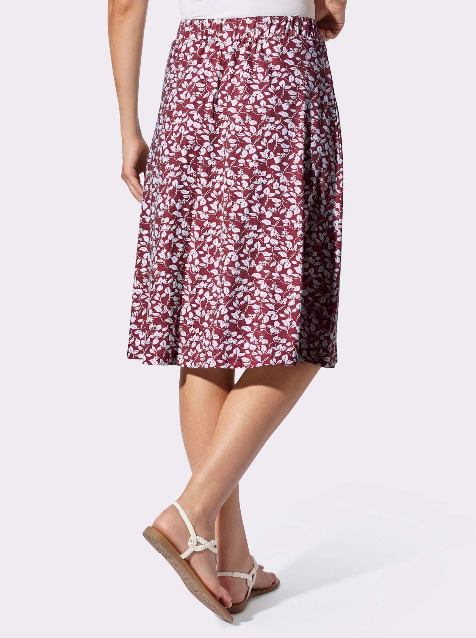 Schlupfrock mit imitierter Knopfleiste - dunkelrot-weiß-bedruckt