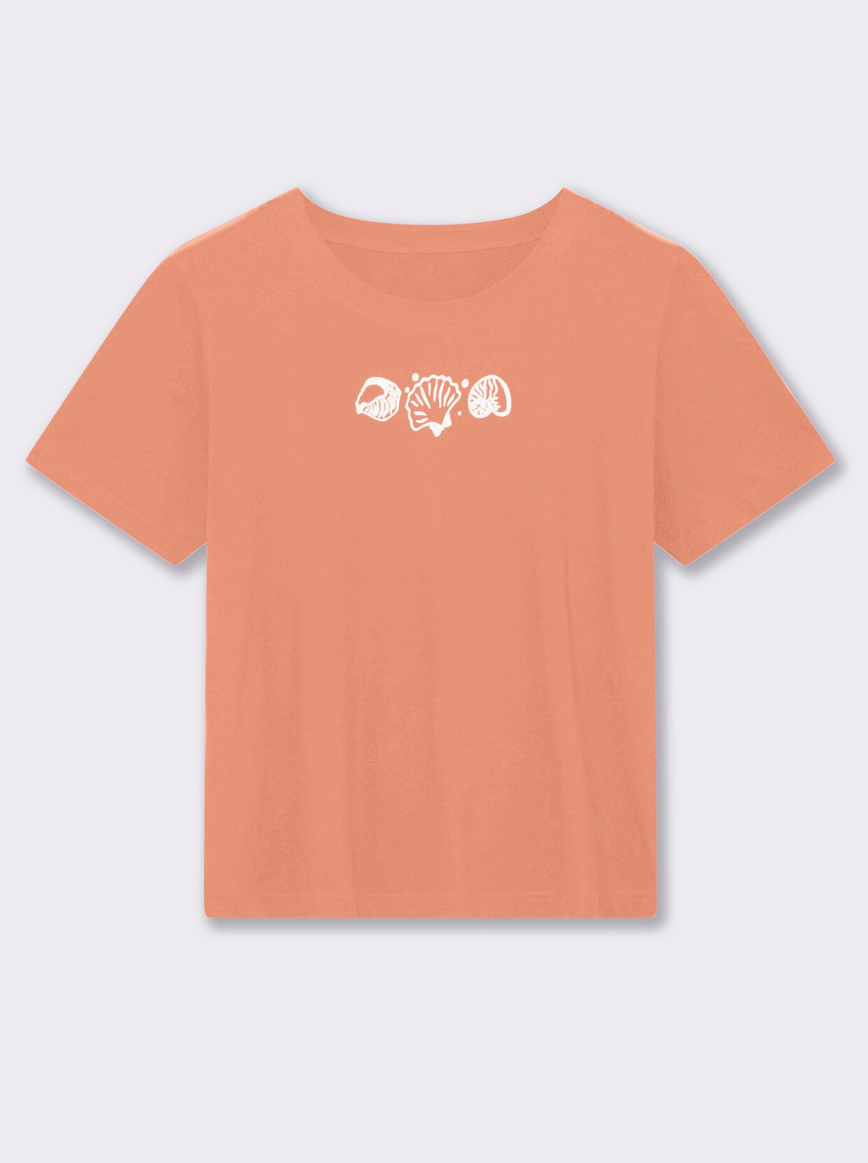 Kurzarmshirt mit Muschel-Druck - apricot