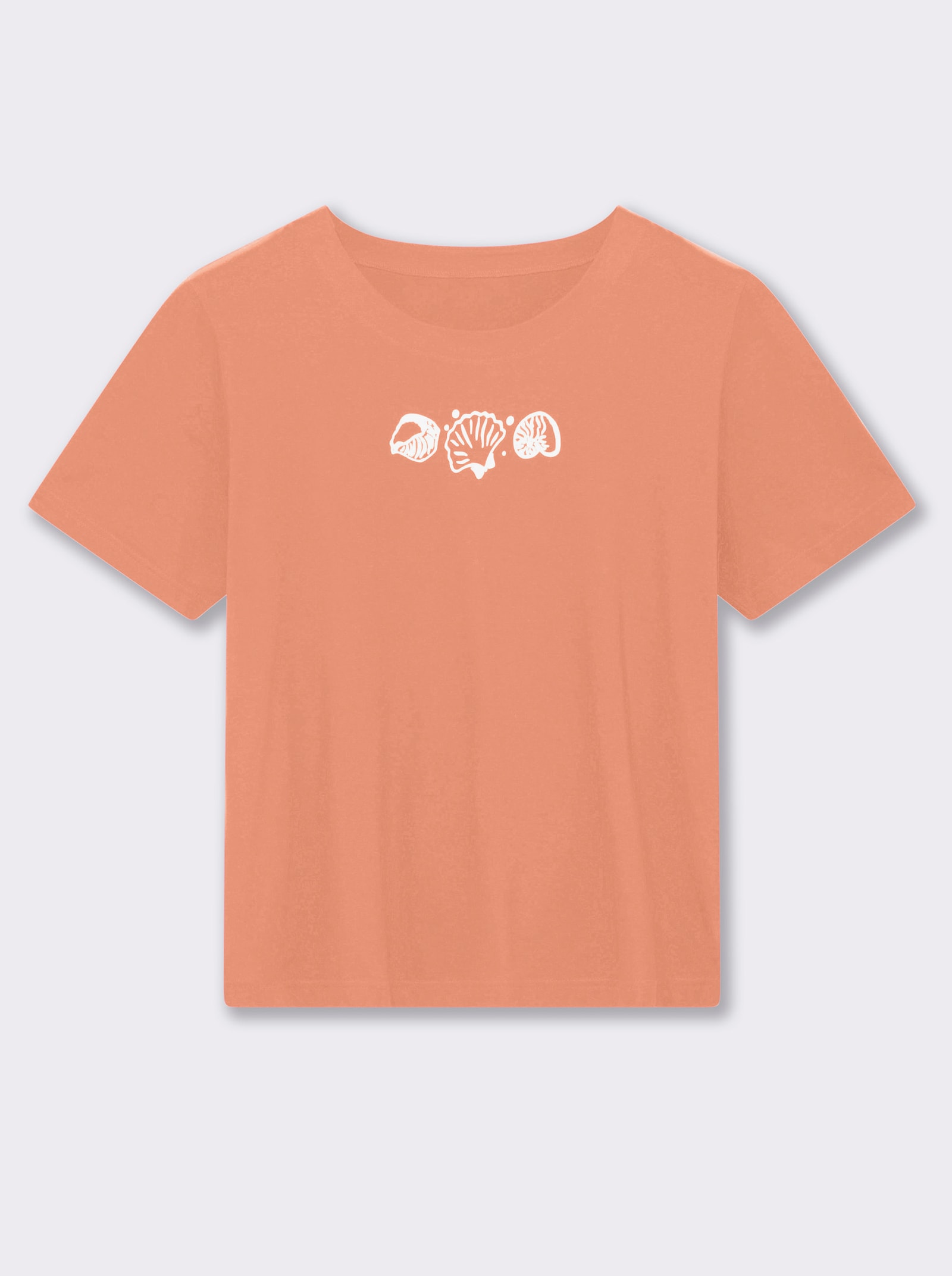Kurzarmshirt mit Muschel-Druck - apricot