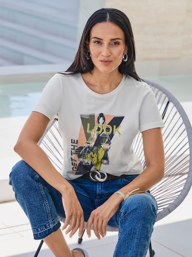 heine T-Shirt mit Print und Ziernieten - ecru
