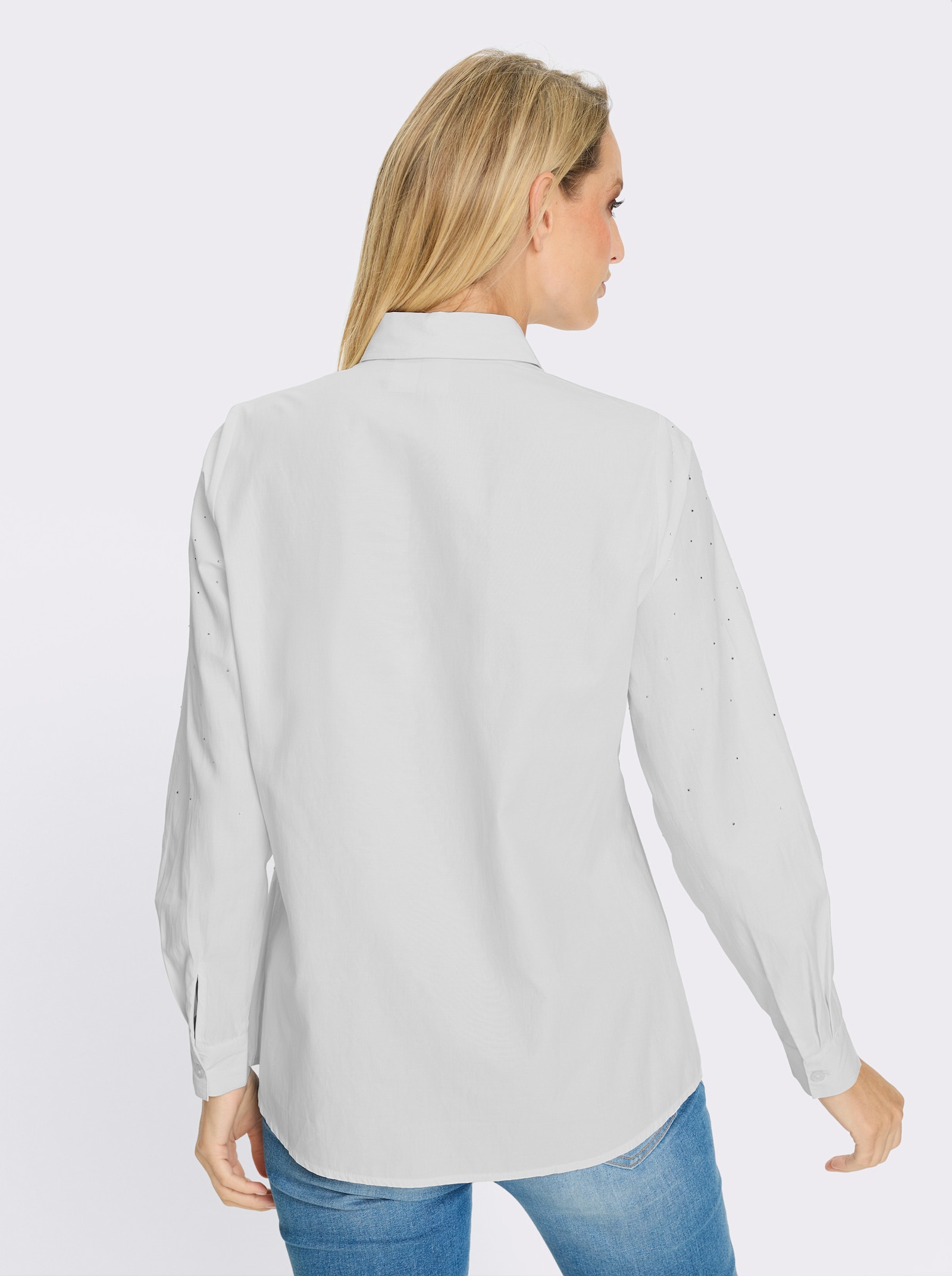 heine Hemdbluse mit Glitzersteinchen - weiß
