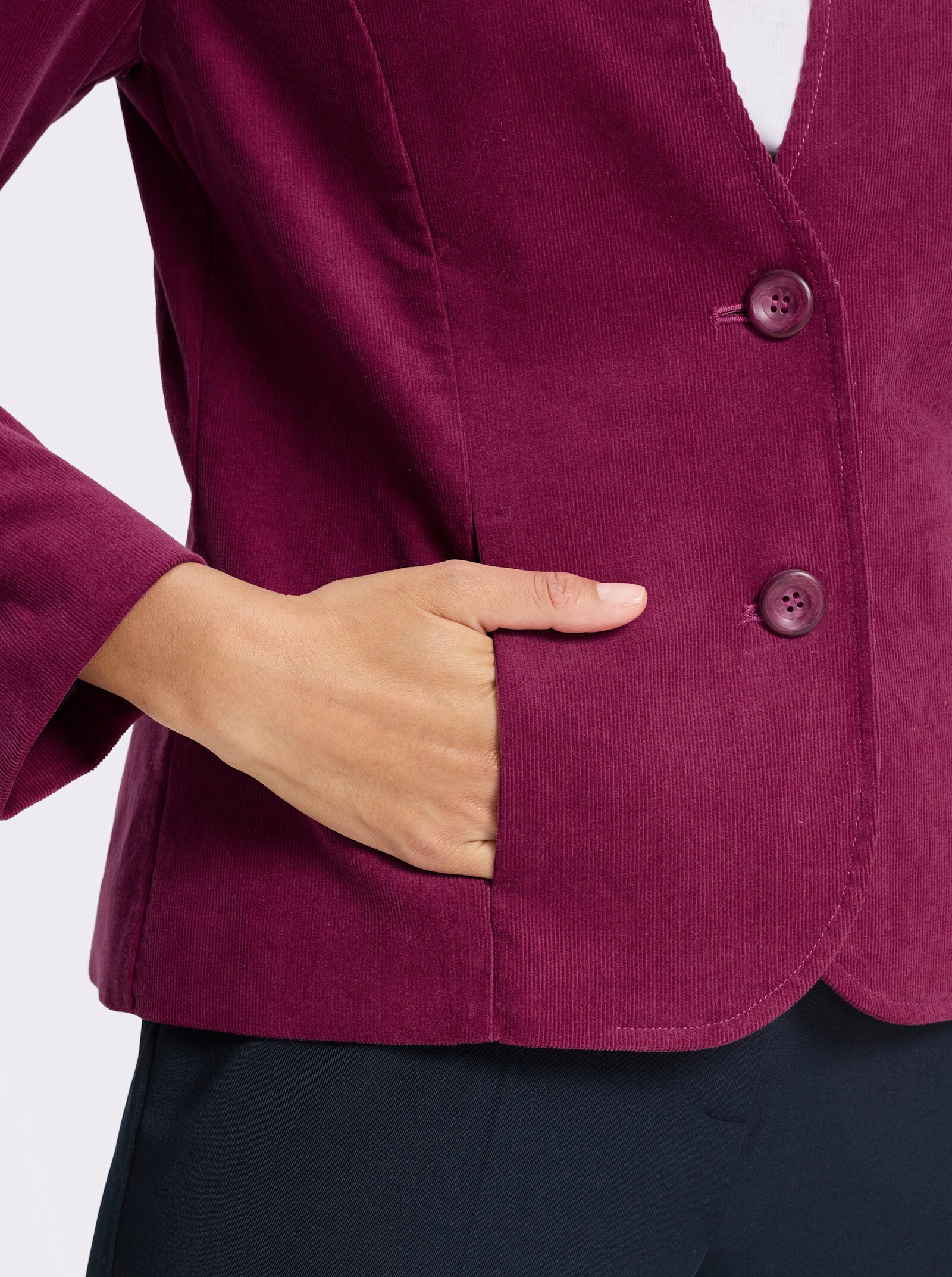 Cordblazer mit Stehkragen - malve