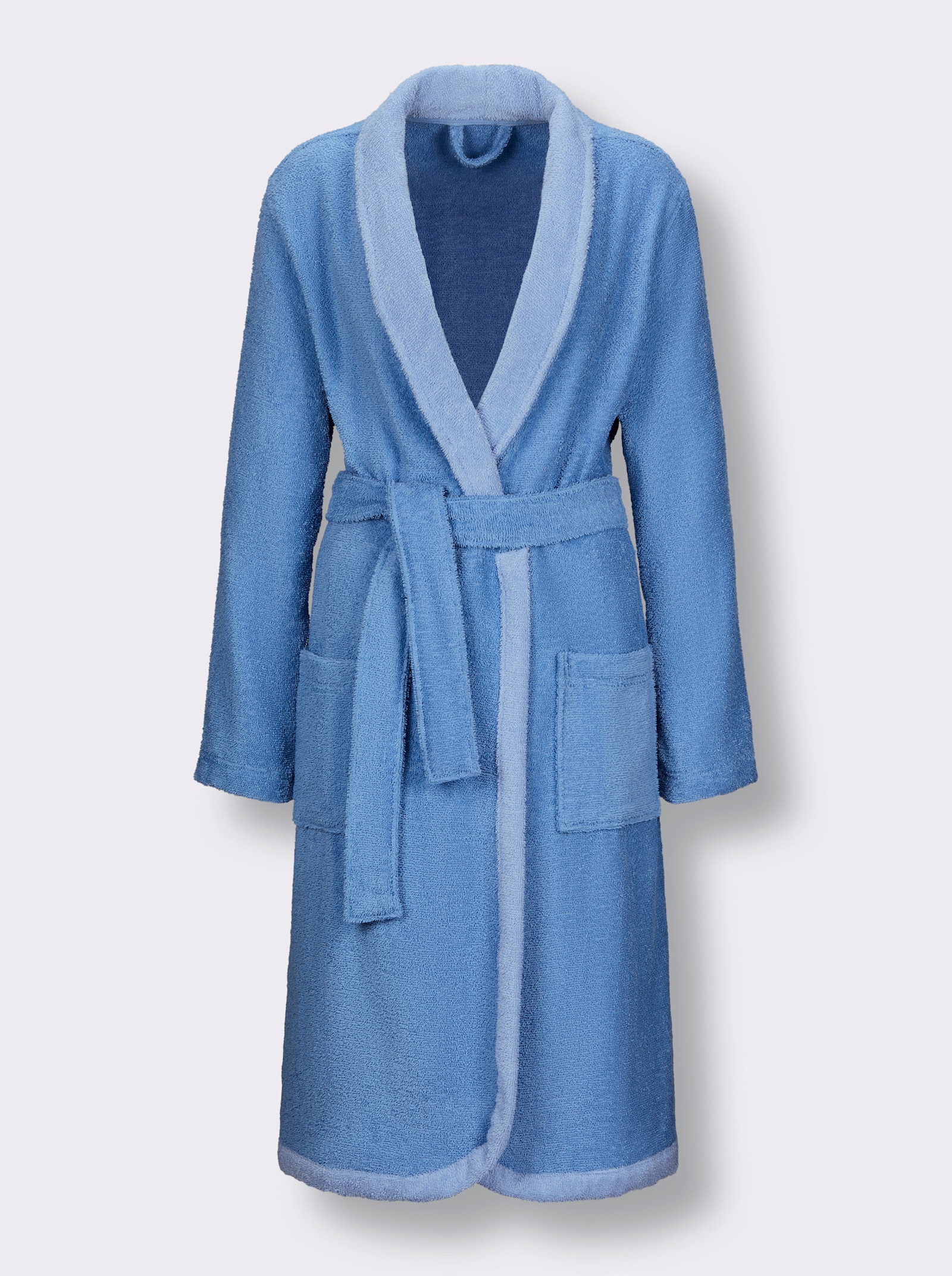 feel good Bademantel mit Kontrast-Details - himmelblau-eisblau