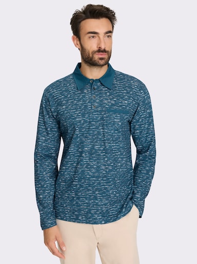 Catamaran Langarmshirt mit unifarbenen Details - topas-meliert