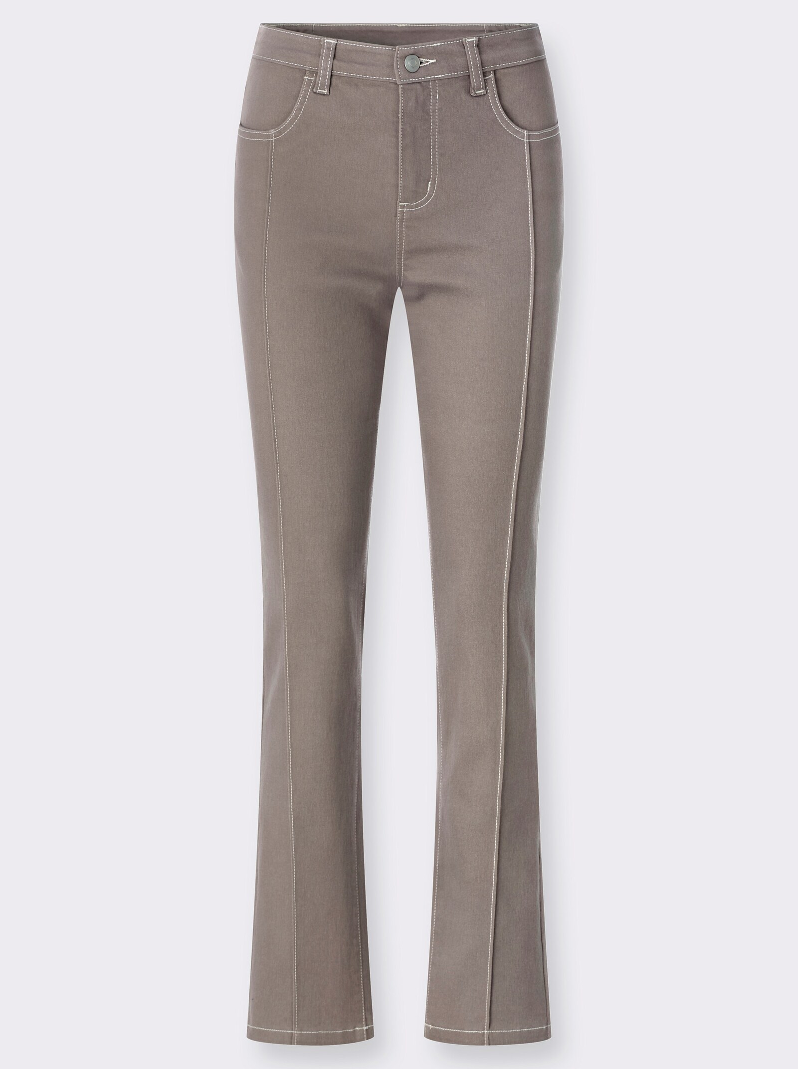 Jeans mit streckender Biese - taupe