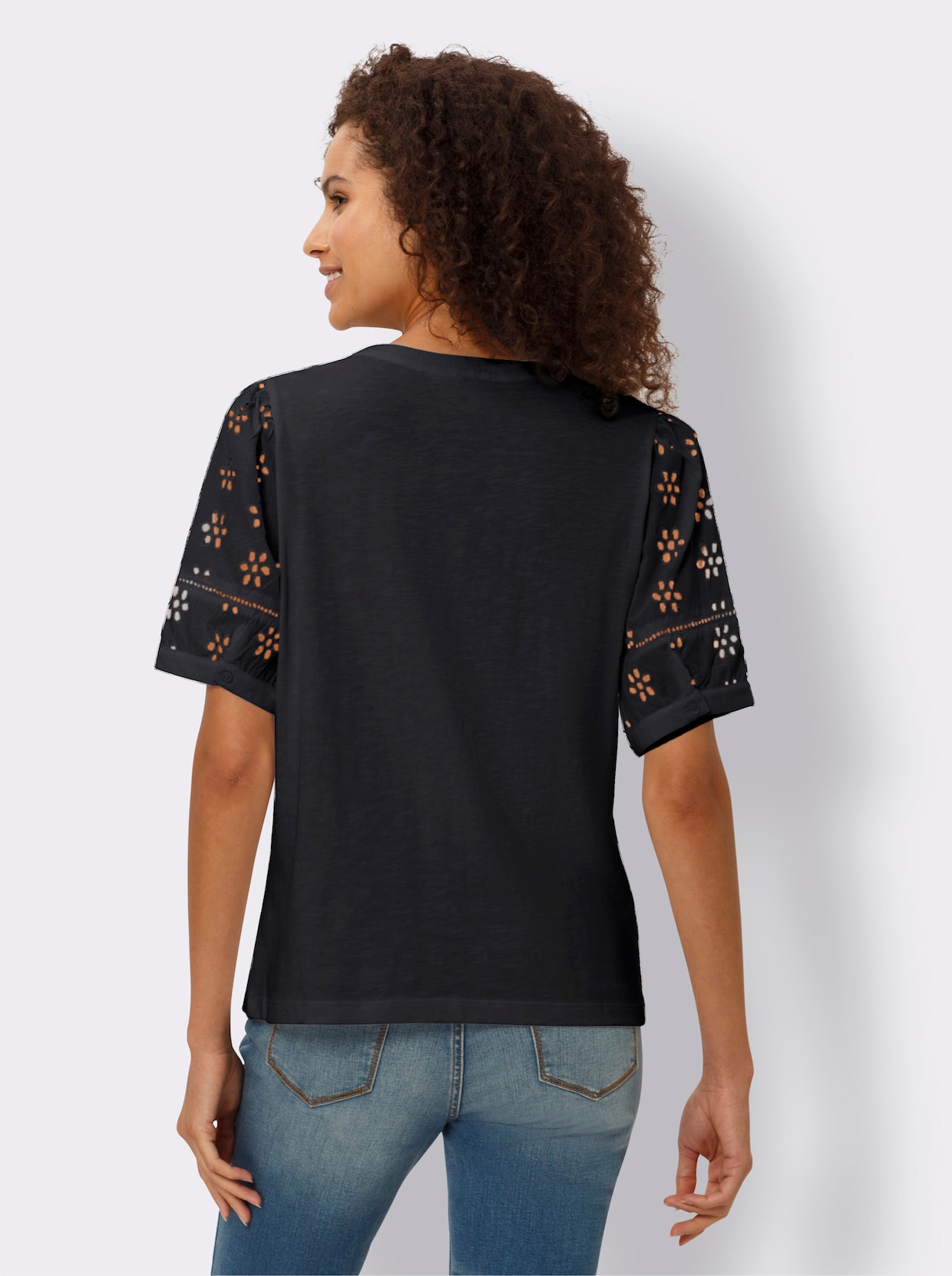 heine T-shirt en dentelle - noir