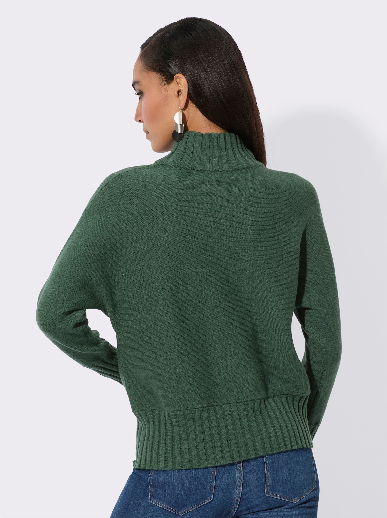 Stehkragenpullover im hochwertigen Modal-Mix - moos