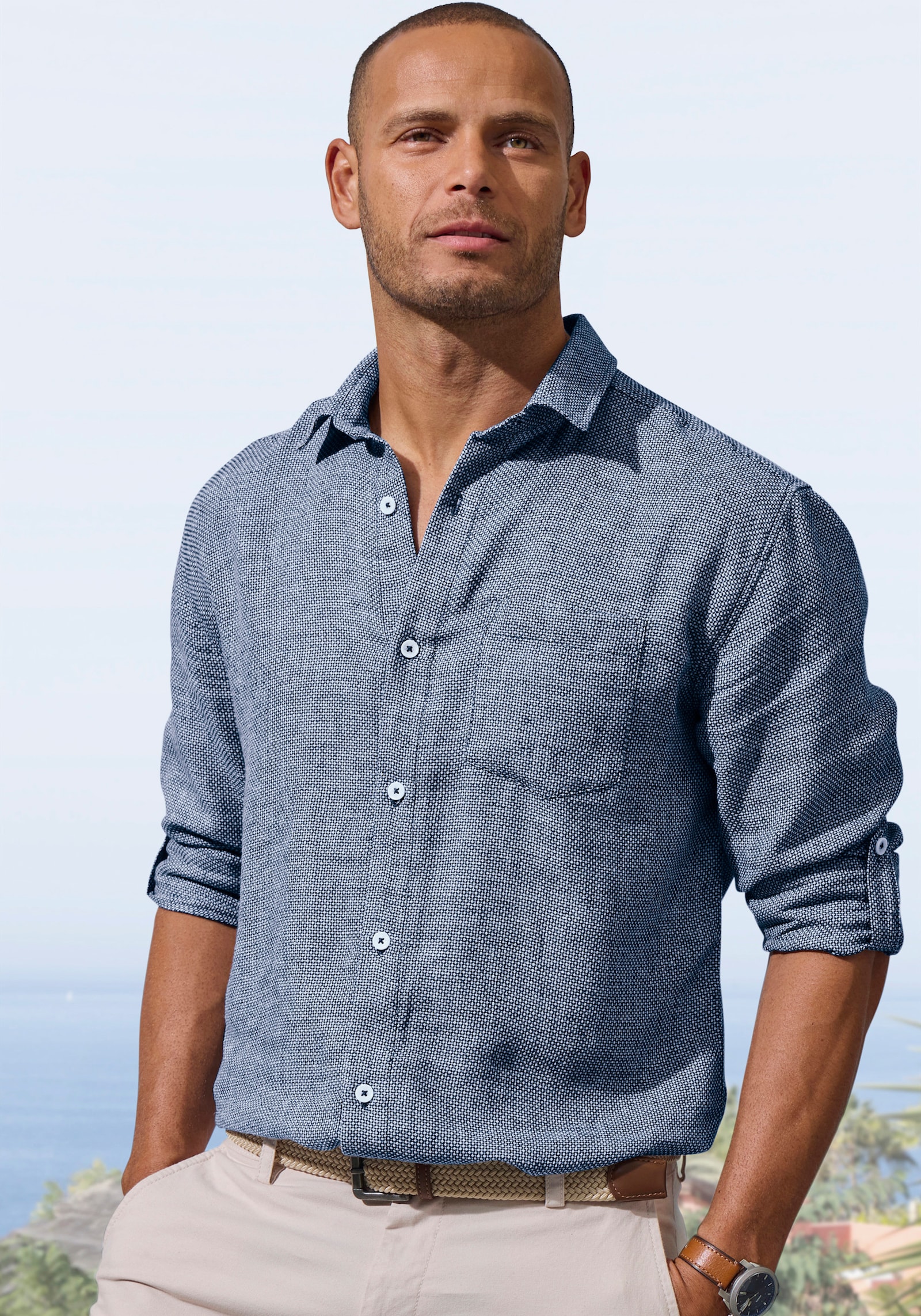 John Devin Leinenhemd - navy