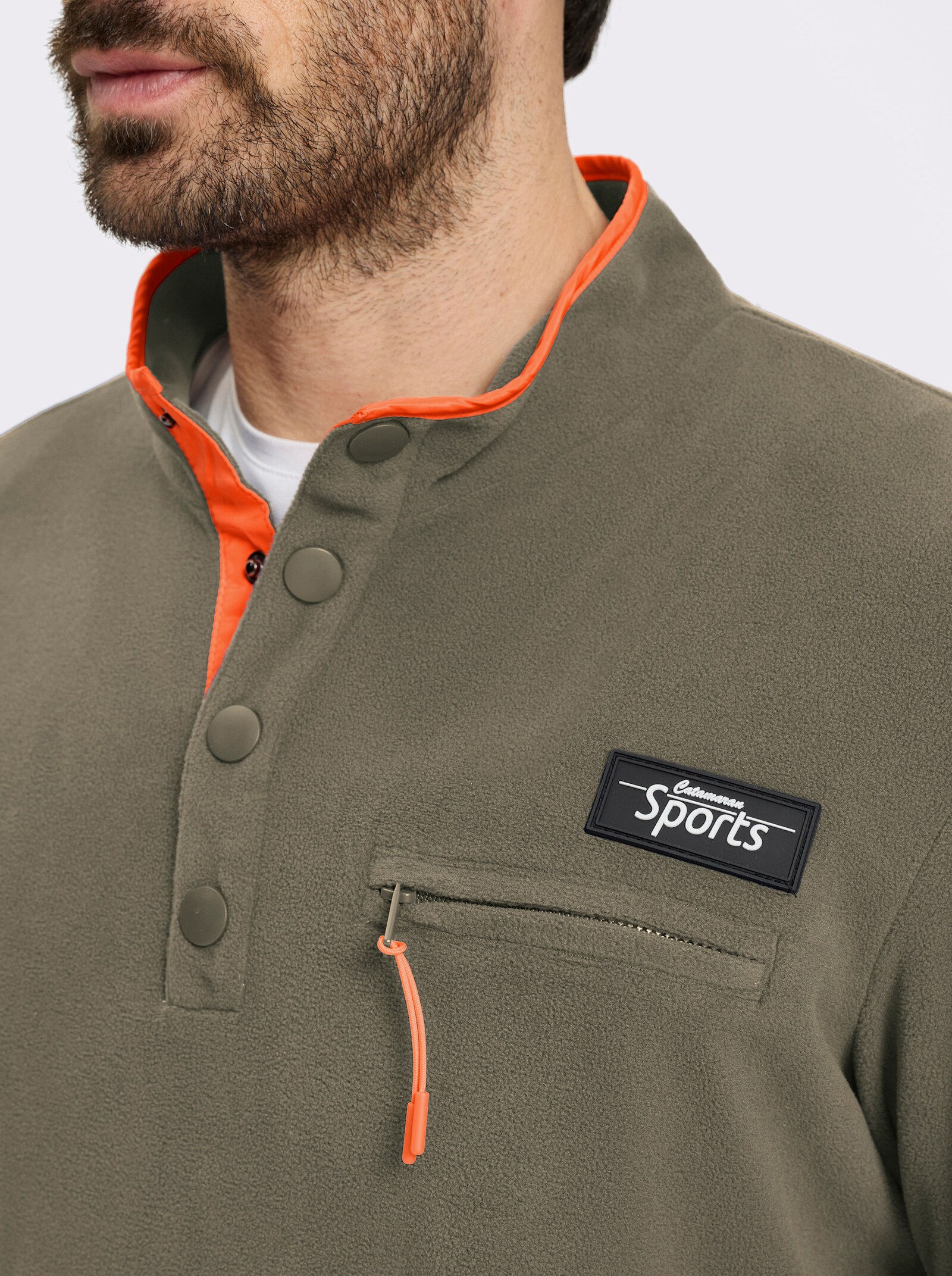 Catamaran Sports Fleeceshirt mit Reißverschluss-Brusttasche - khaki