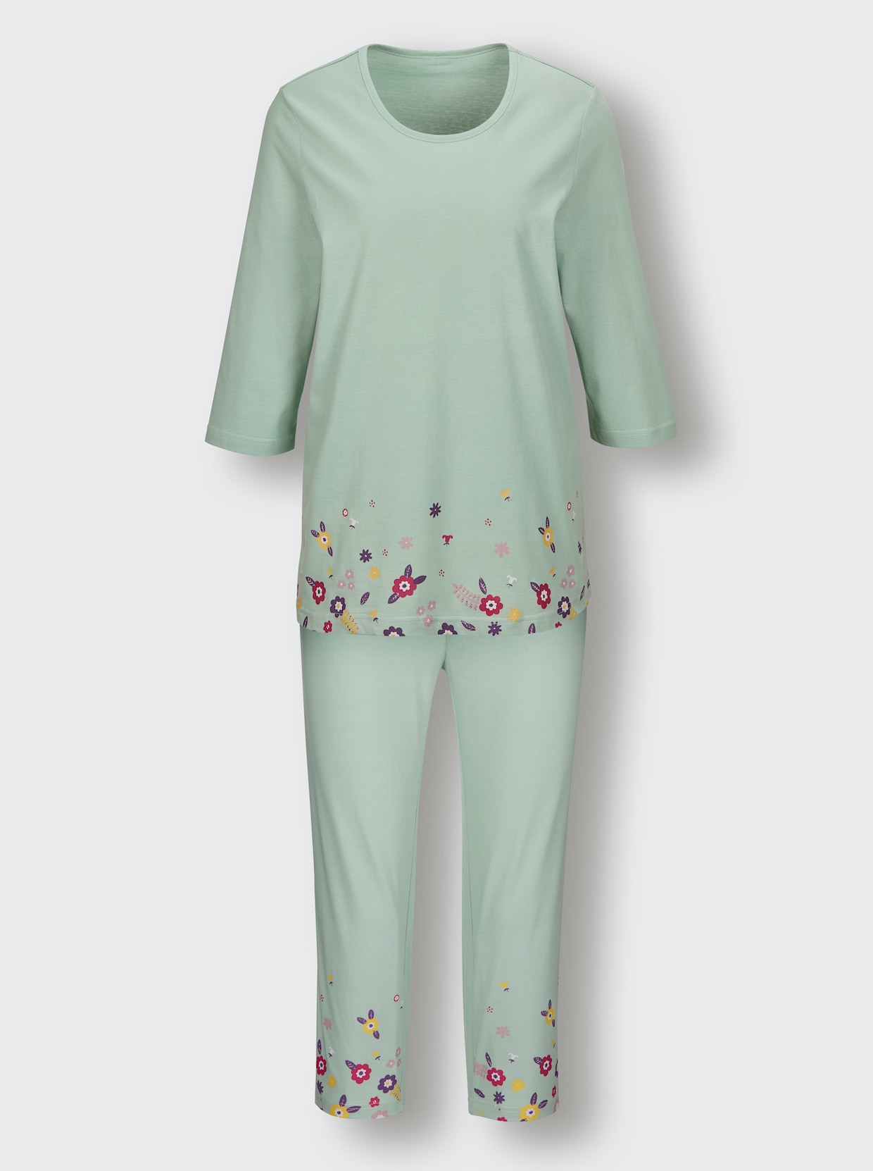 wäschepur Pyjama's - kalkmint bedrukt + roze bedrukt