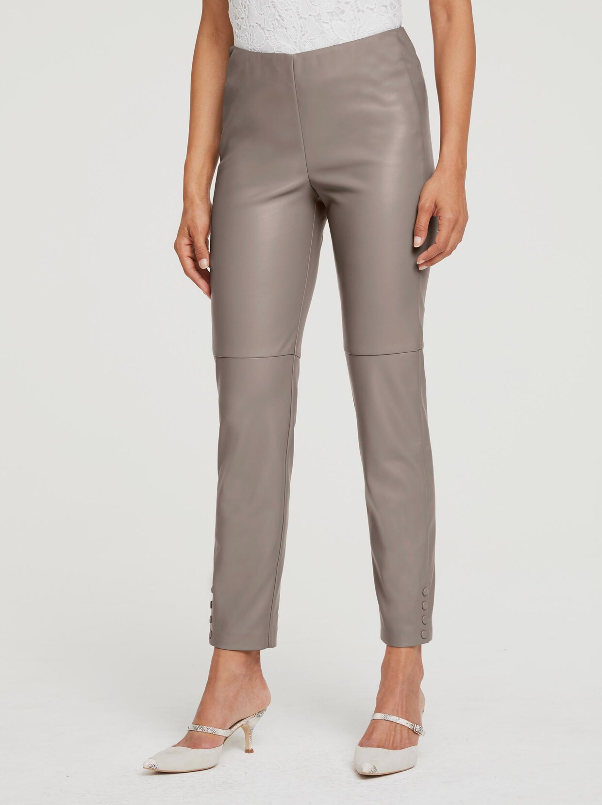 Ashley Brooke Lederimitat-Hose - taupe