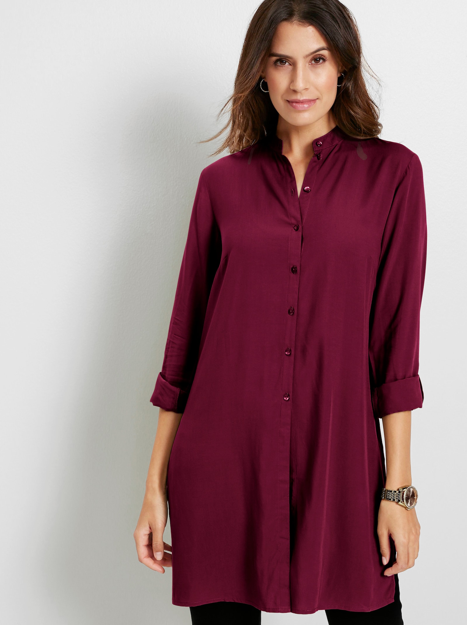 Longbluse mit langen Seitenschlitzen - bordeaux