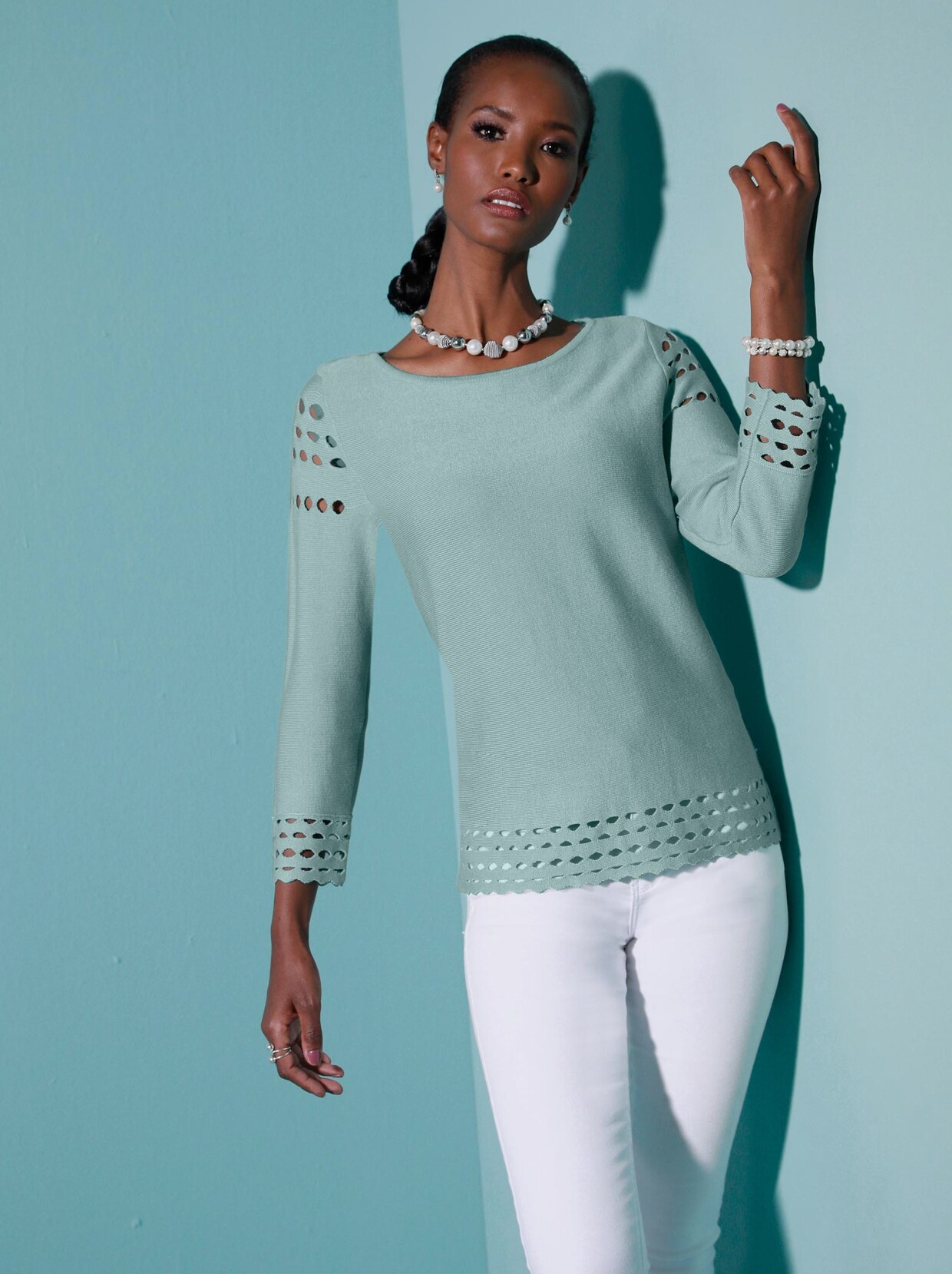 3/4 Arm-Pullover - kalkmint