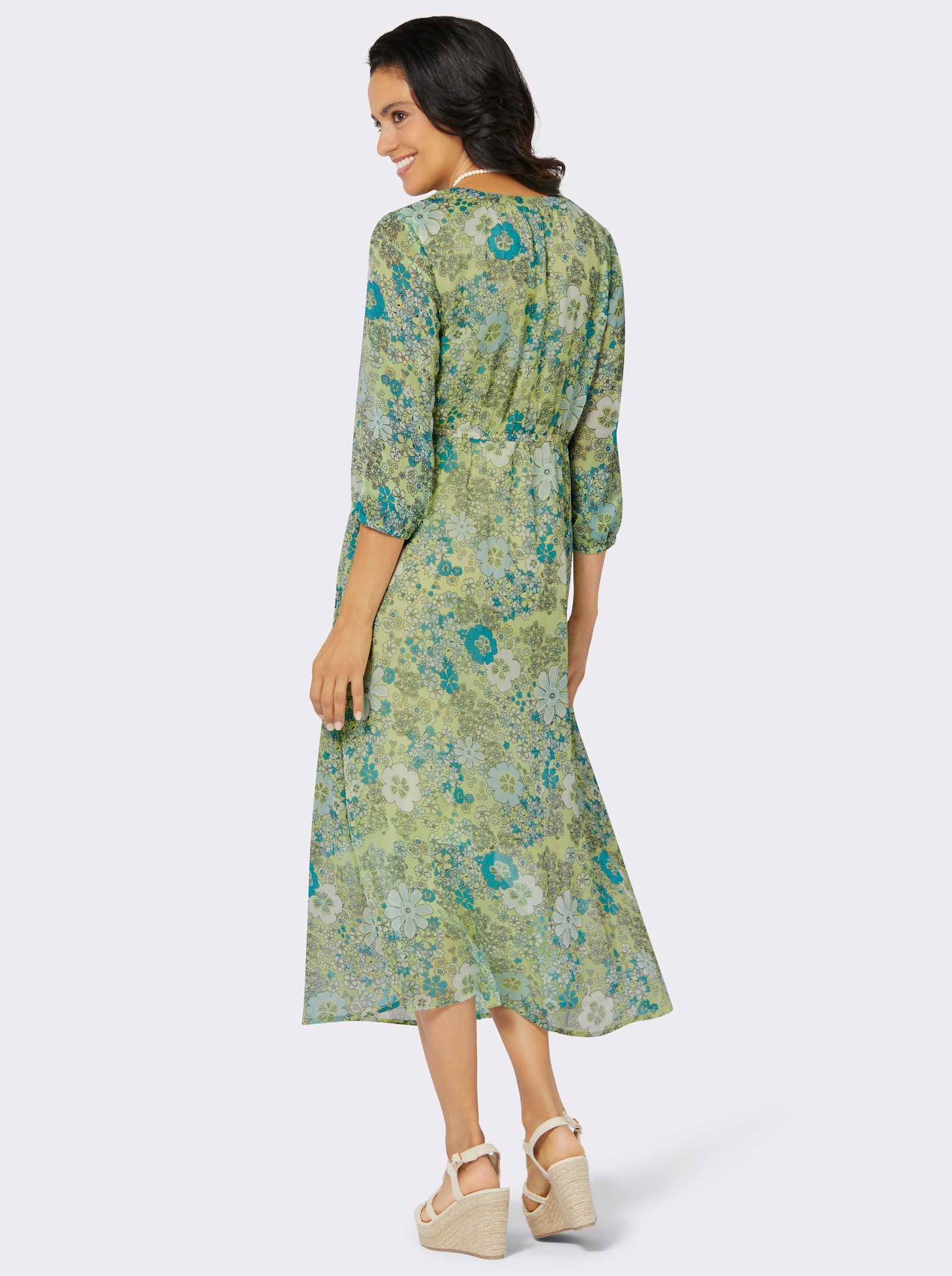 Druckkleid mit Viskose-Futter - pistazie-mint-bedruckt