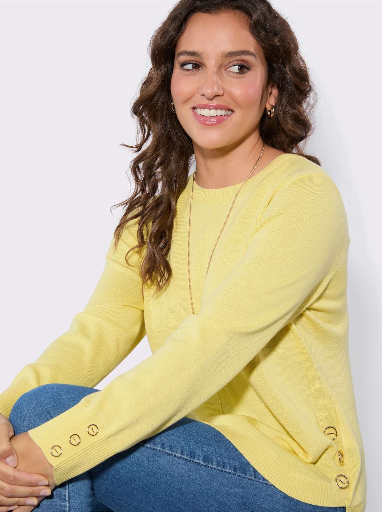 Langarm-Pullover - zitrone